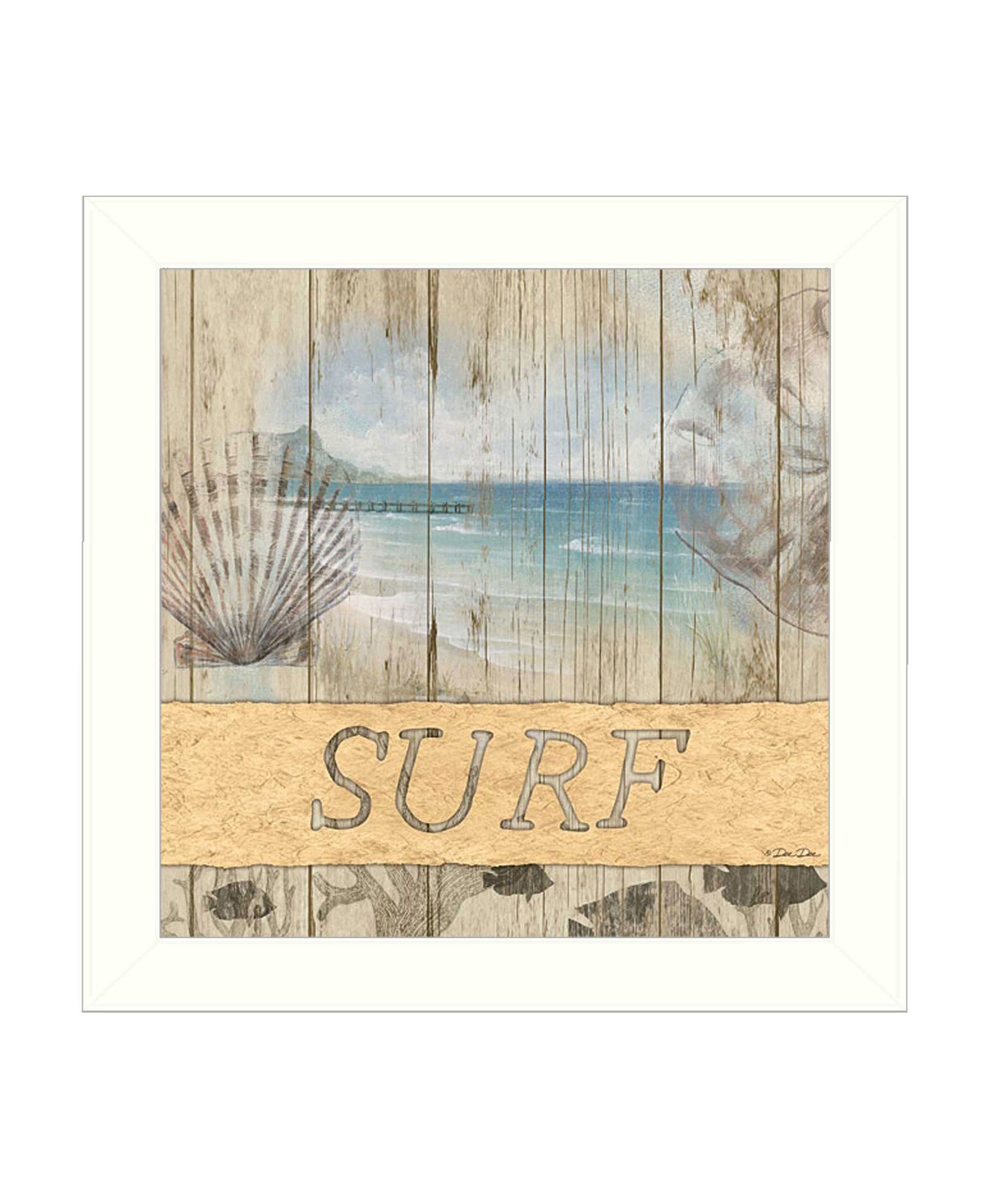 "SURF" by Artisan Dee Dee, Ready to Hang Framed Print, White Frame