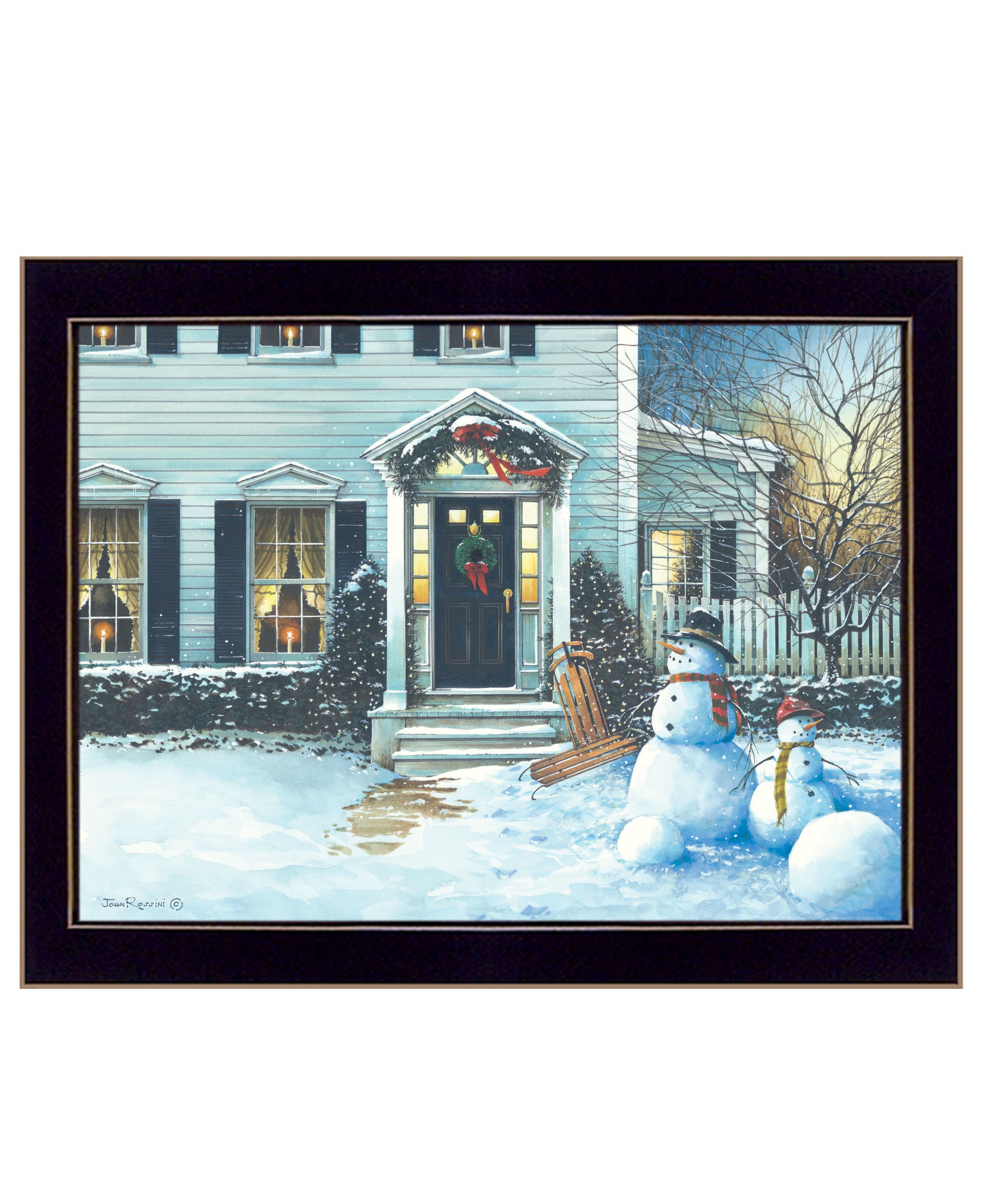 "December Lights" by Artisan John Rossini, Ready to Hang Framed Print, Black Frame