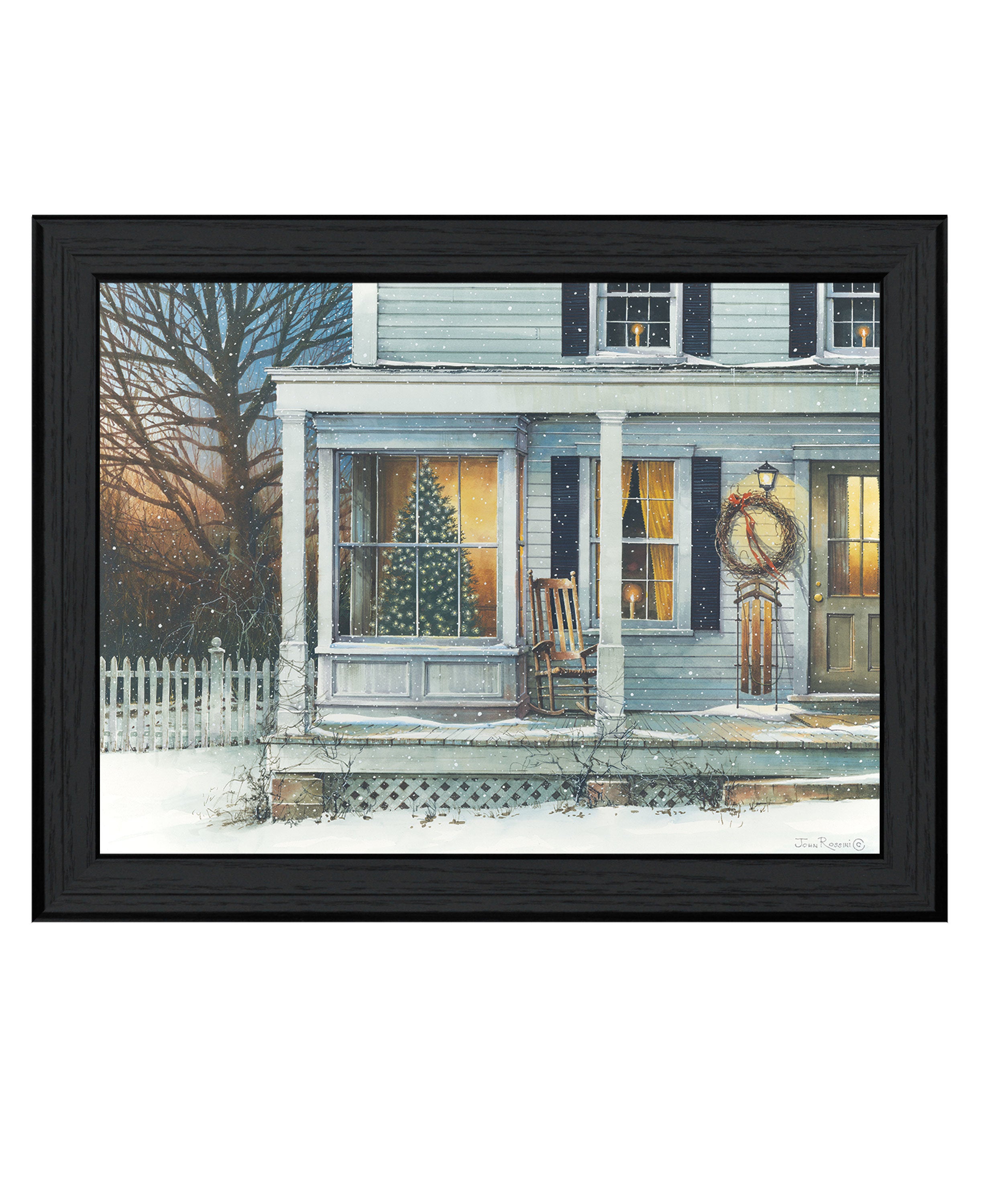 "December Glow" by Artisan John Rossini, Ready to Hang Framed Print, Black Frame