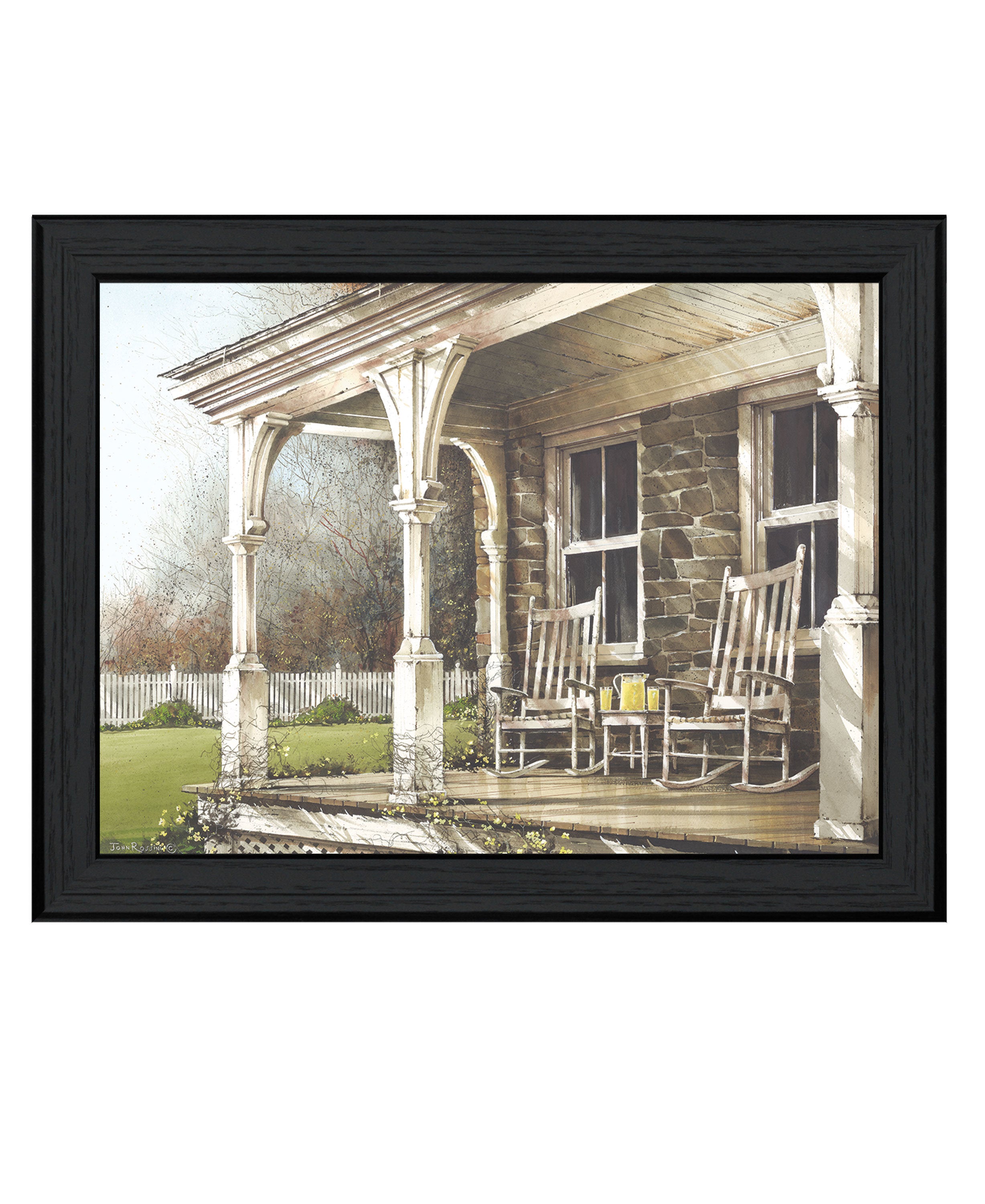 "Sunday Afternoon" by Artisan John Rossini, Ready to Hang Framed Print, Black Frame