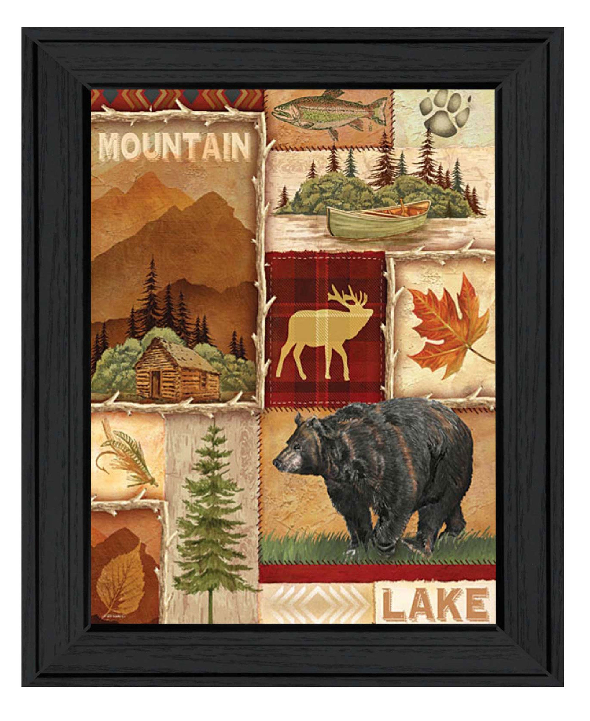"Lodge Collage I" by Artisan Ed Wargo, Ready to Hang Framed Print, Black Frame