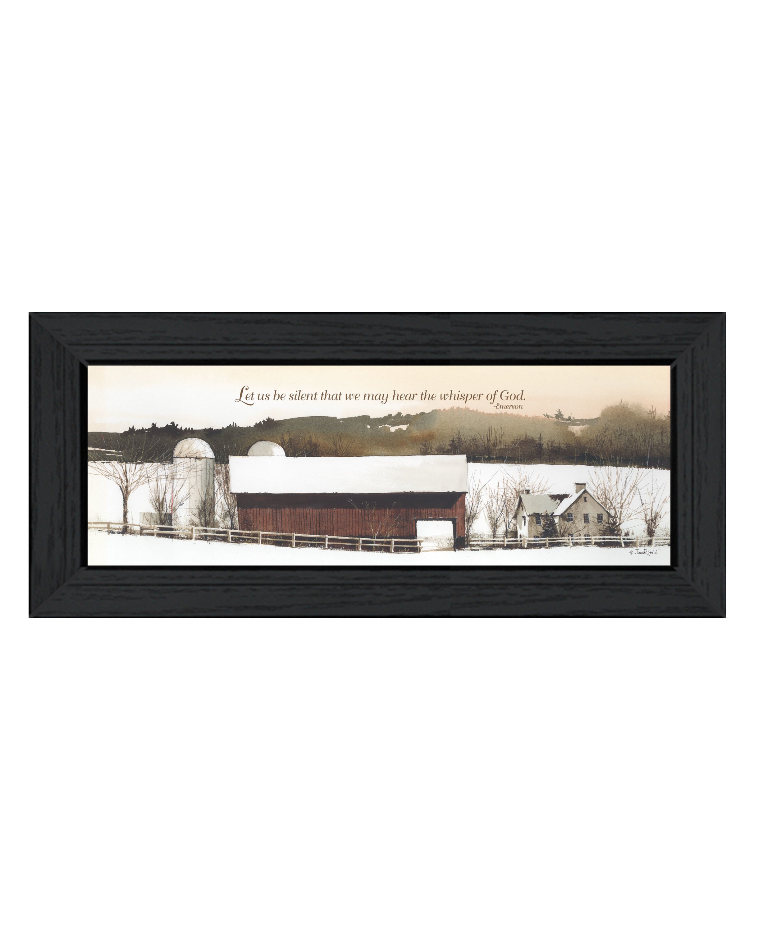 "Let Us Be Silent" by Artisan John Rossini, Ready to Hang Framed Print, Black Frame