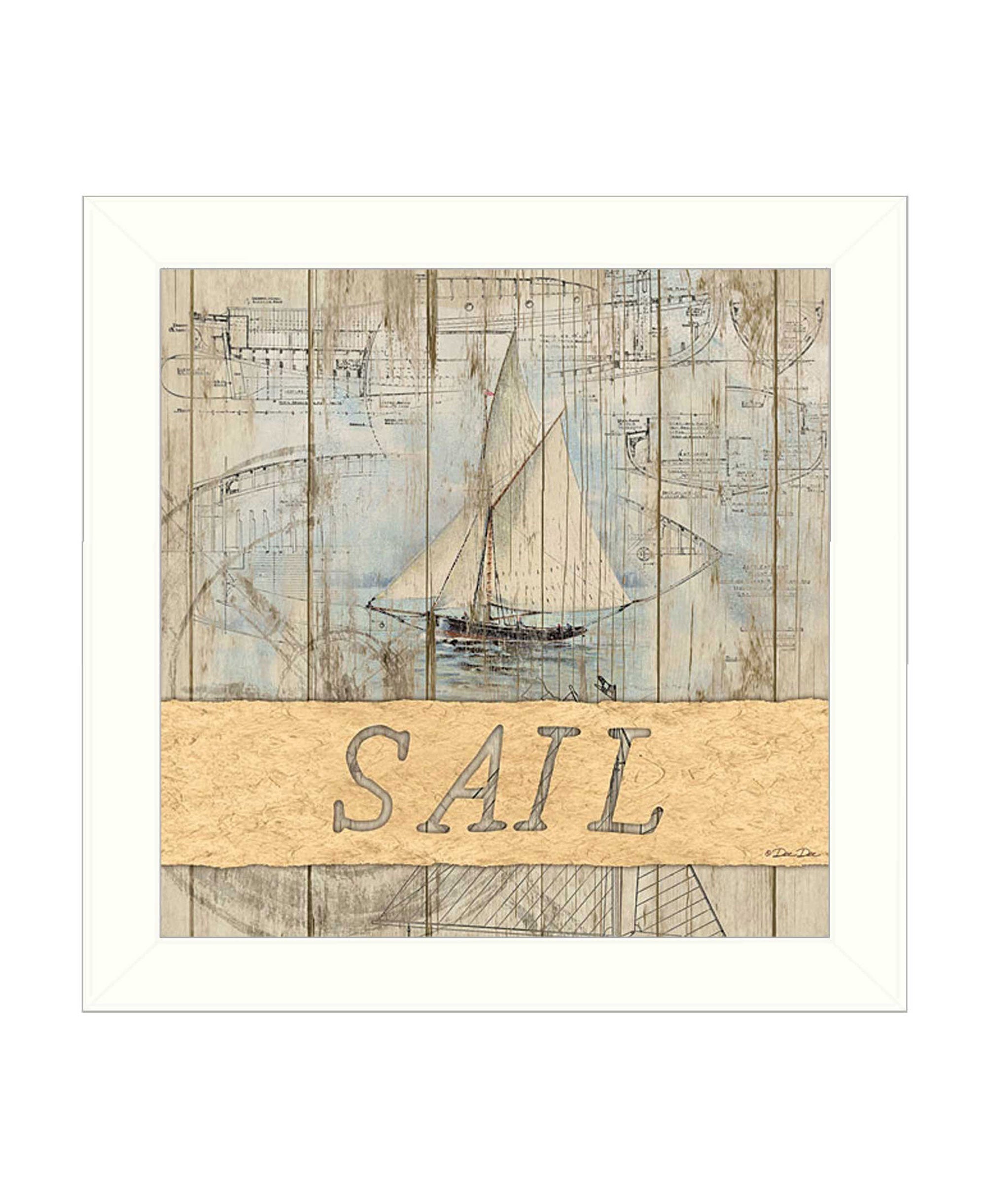 "SAIL" by Artisan Dee Dee, Ready to Hang Framed Print, White Frame