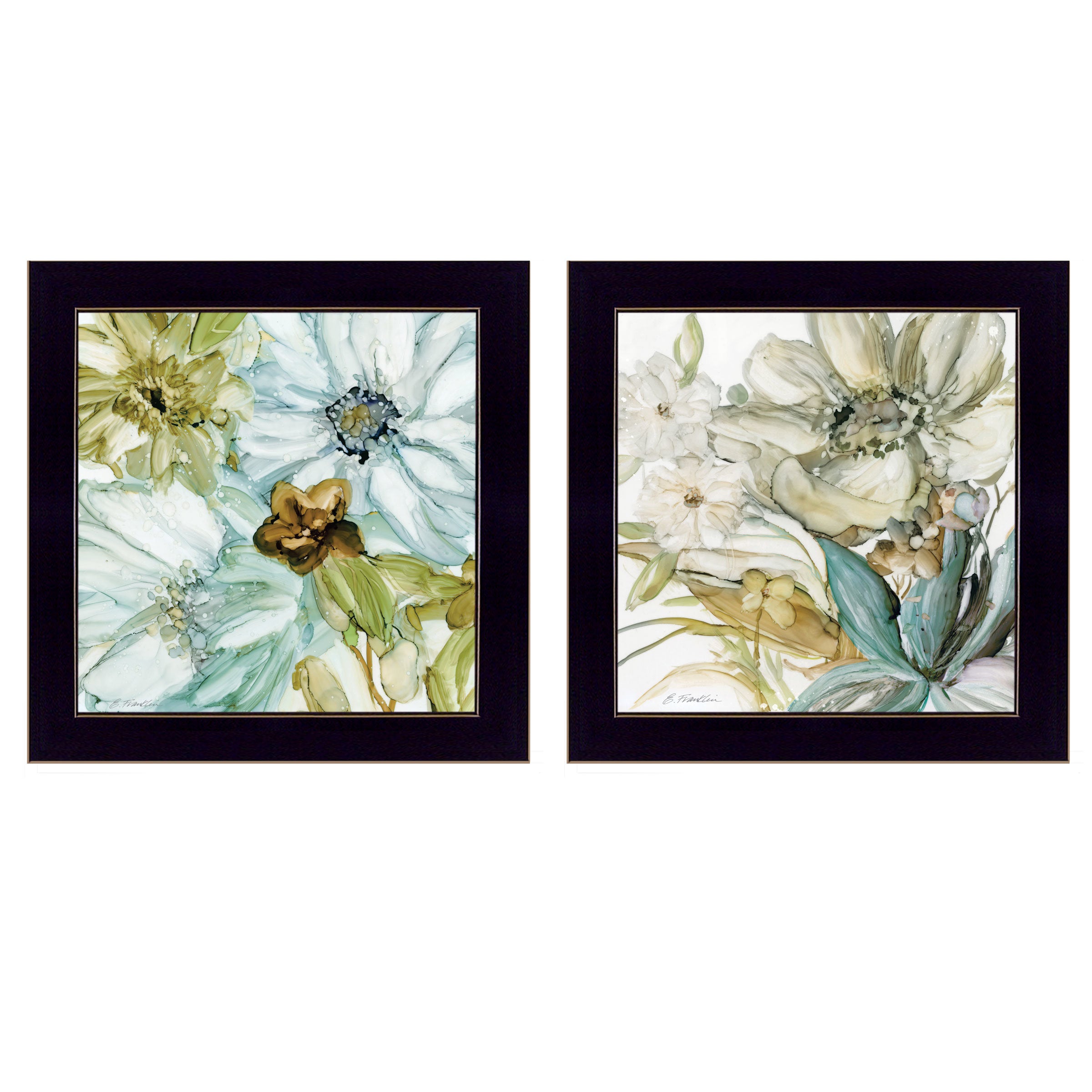 "Sea Glass" 2-Piece Vignette By JG Studios, Ready to Hang Framed Print, Black Frame
