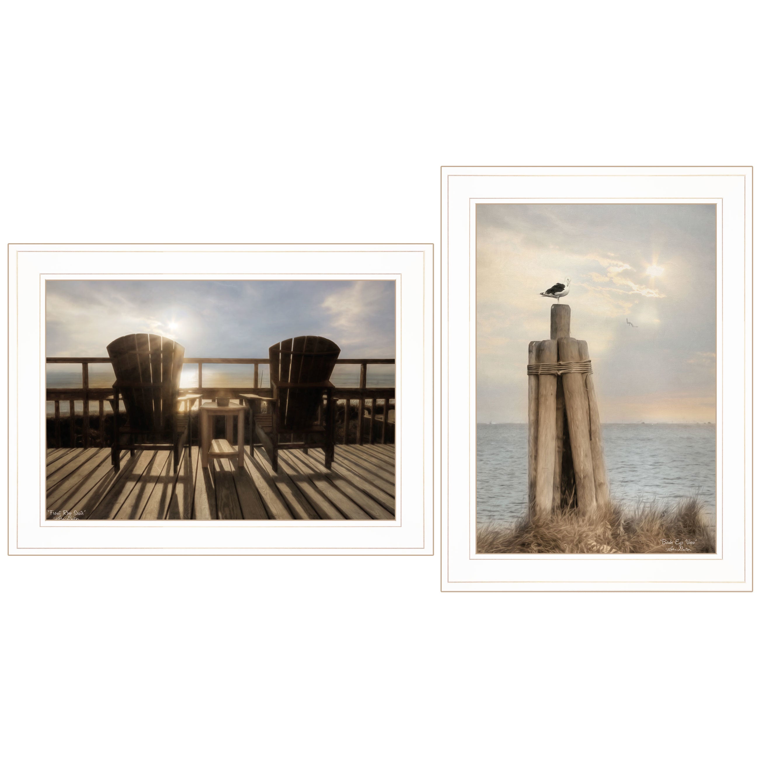 "By The Sea By"" 2-Piece Vignette By Lori Deiter, Ready to Hang Framed Print, White Frame