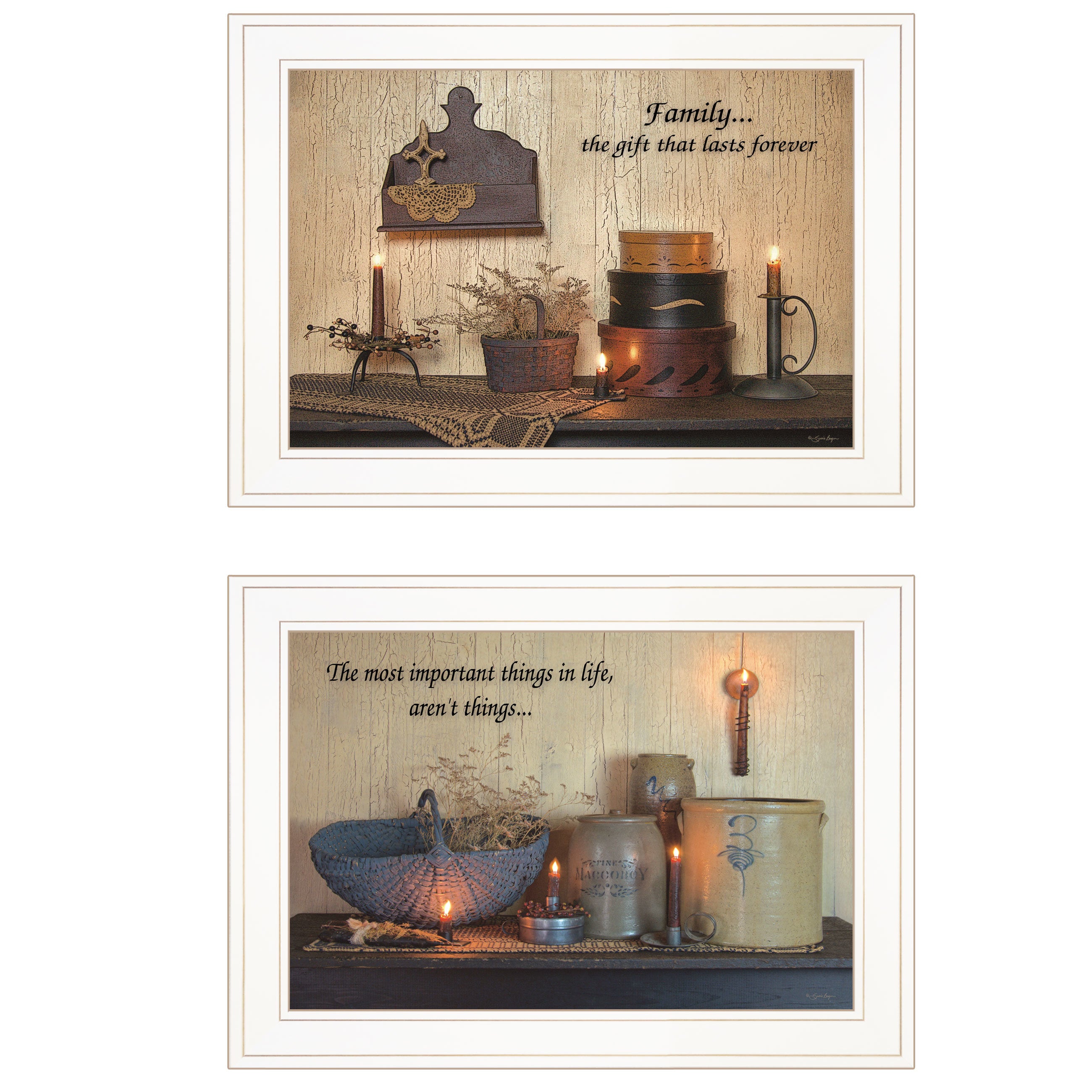 "Family Forever" 2-Piece Vignette By Susie Boyer, Ready to Hang Framed Print, White Frame