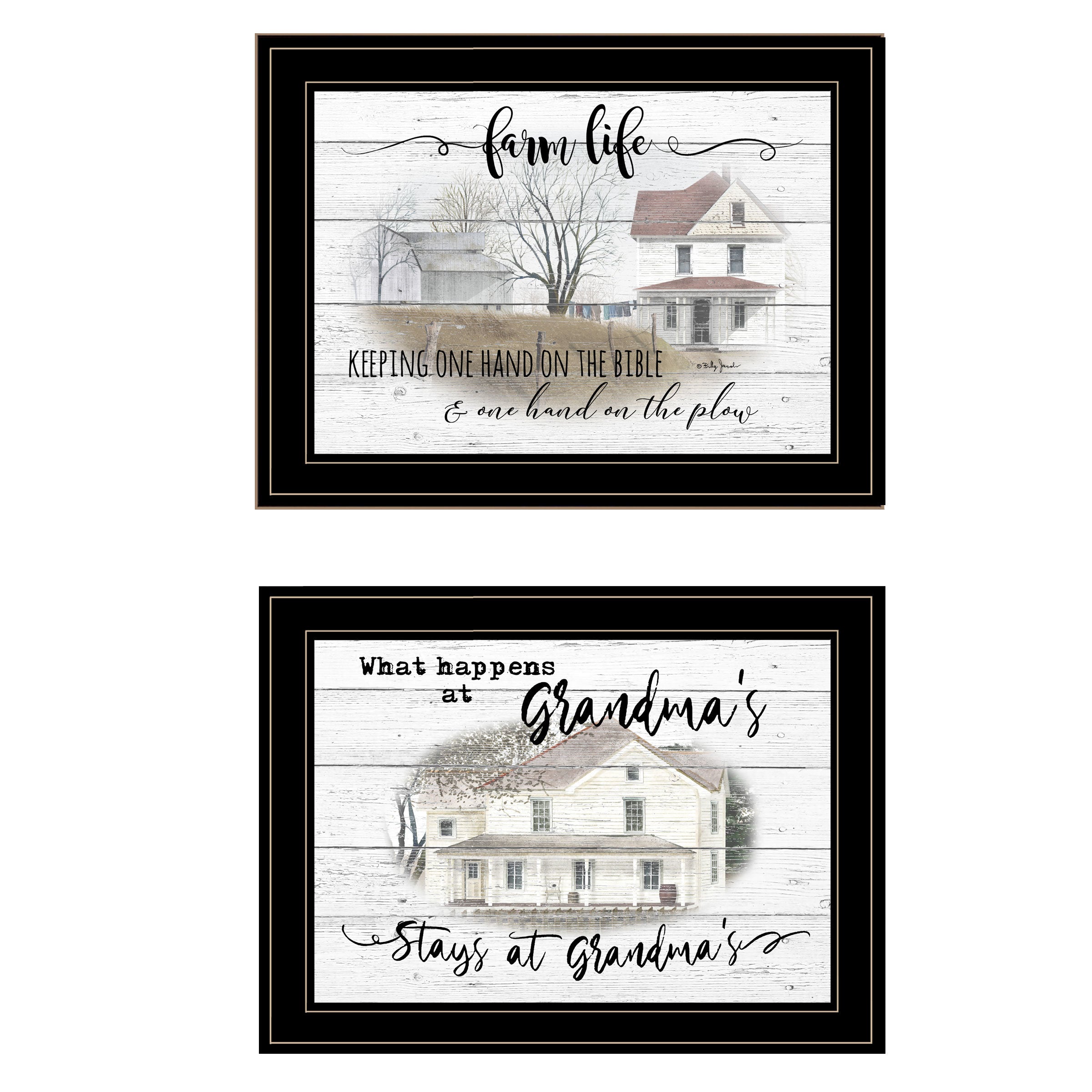 "Stays at Grandma's" 2-Piece Vignette By Billy Jacobs, Ready to Hang Framed Print, Black Frame