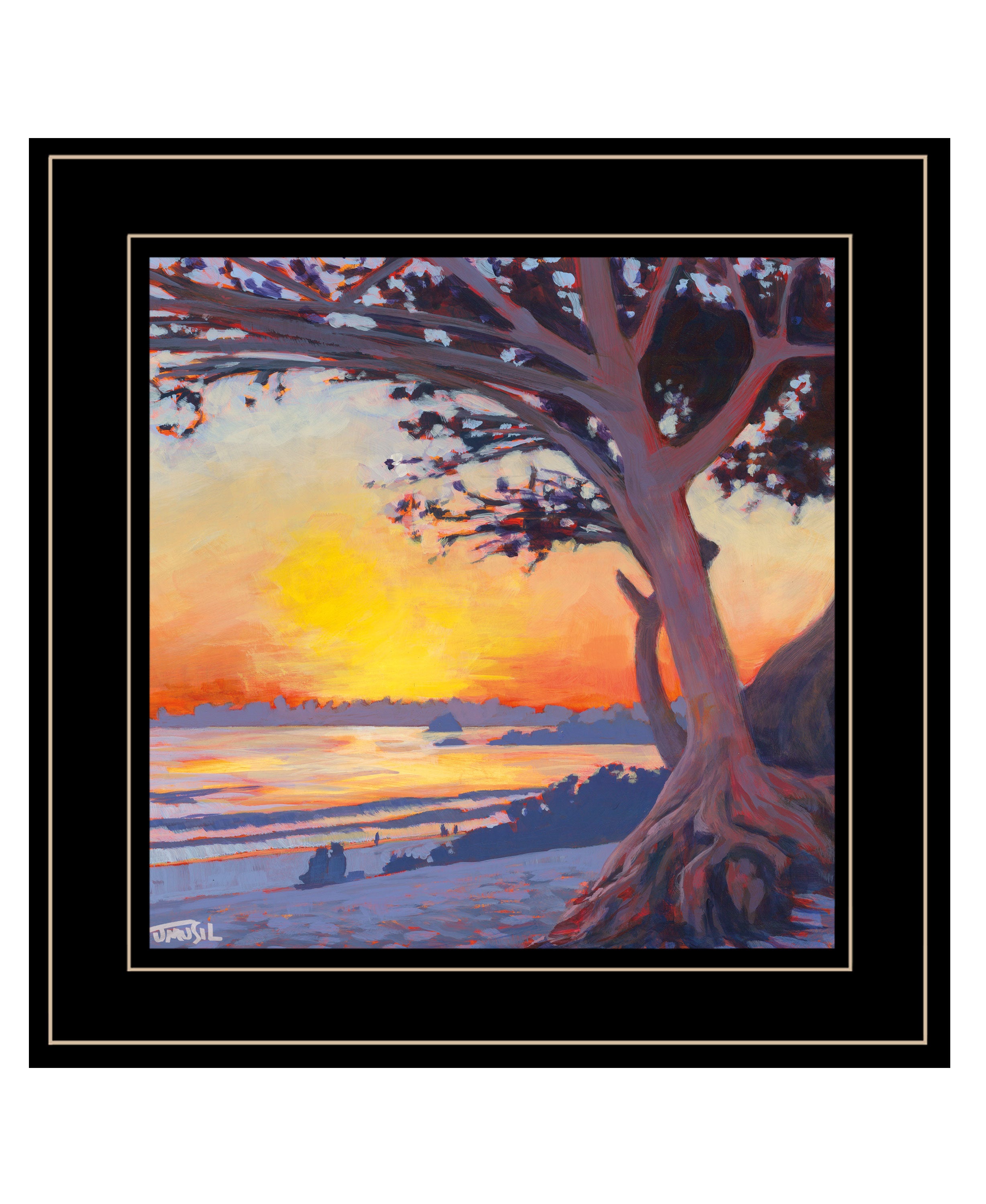 "Carmel Beach" by Jim Musial, Ready to Hang Framed Print, Black Frame