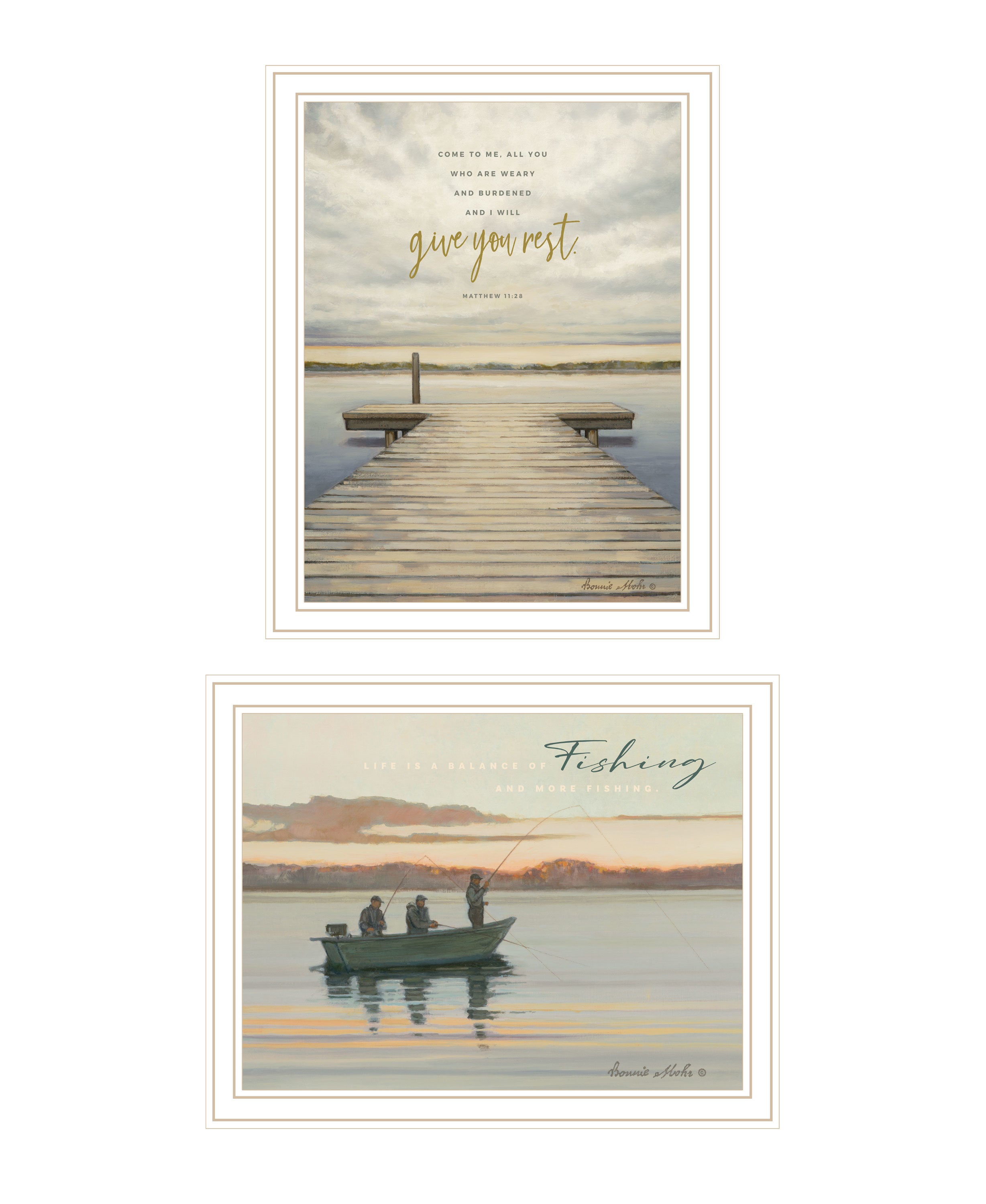 "Lake Side Reprieve" 2-Piece Vignette by Bonnie Mohr, Ready to Hang Framed Print, White Frame