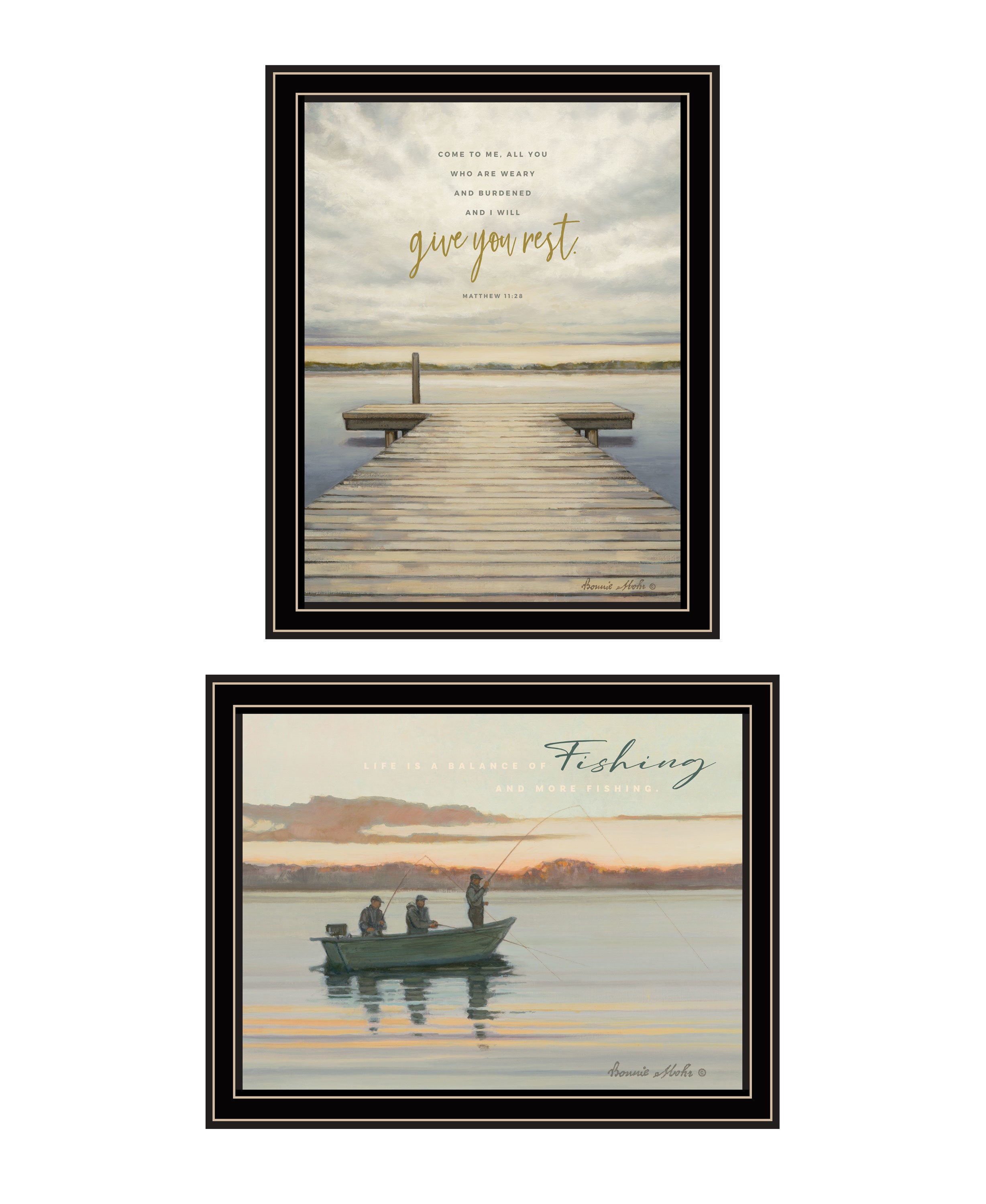 "Lake Side Reprieve" 2-Piece Vignette by Bonnie Mohr, Ready to Hang Framed Print, Black Frame