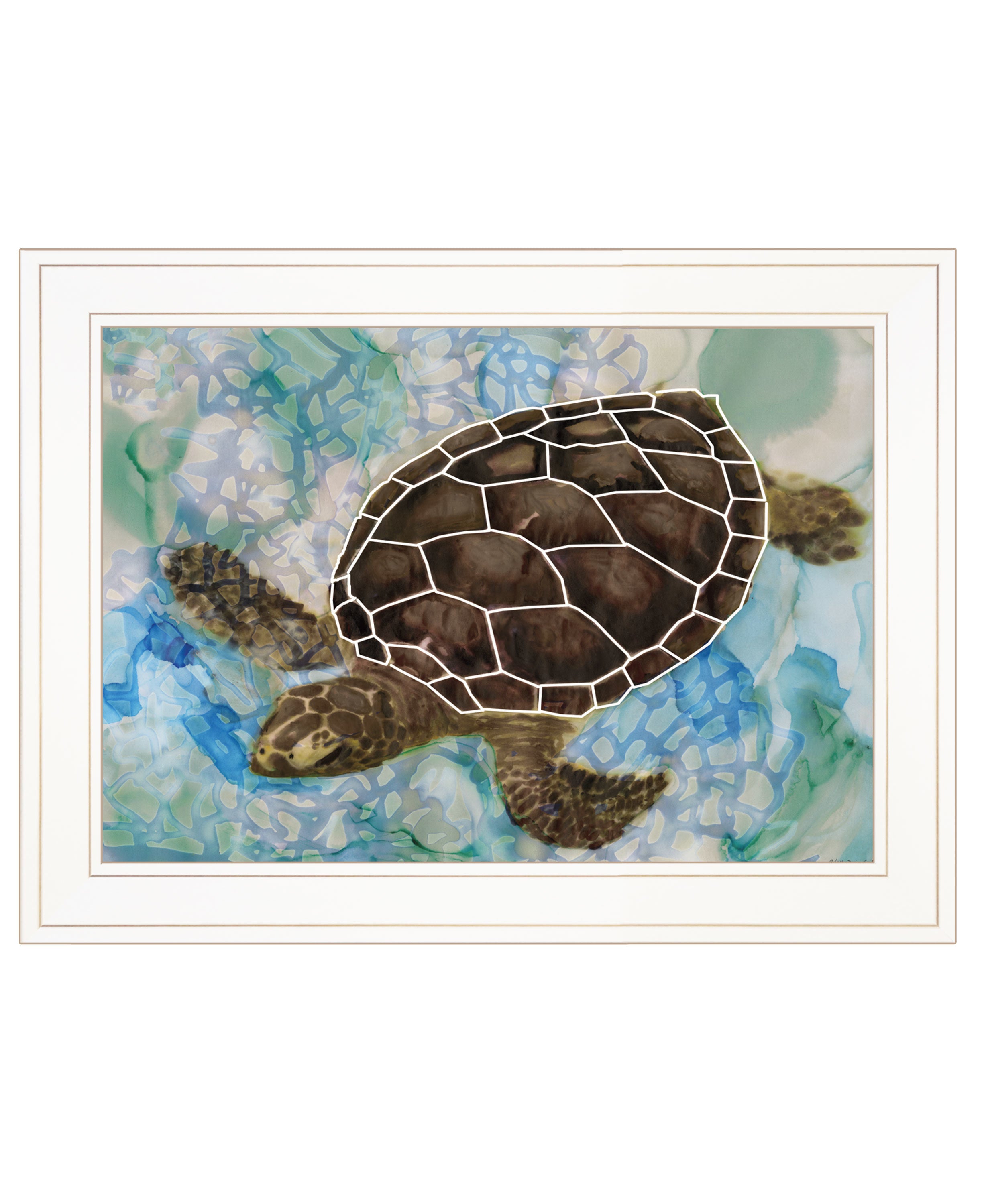"Sea Turtles Collage II" by Stellar Design Studio, Ready to Hang Framed Print, White Frame