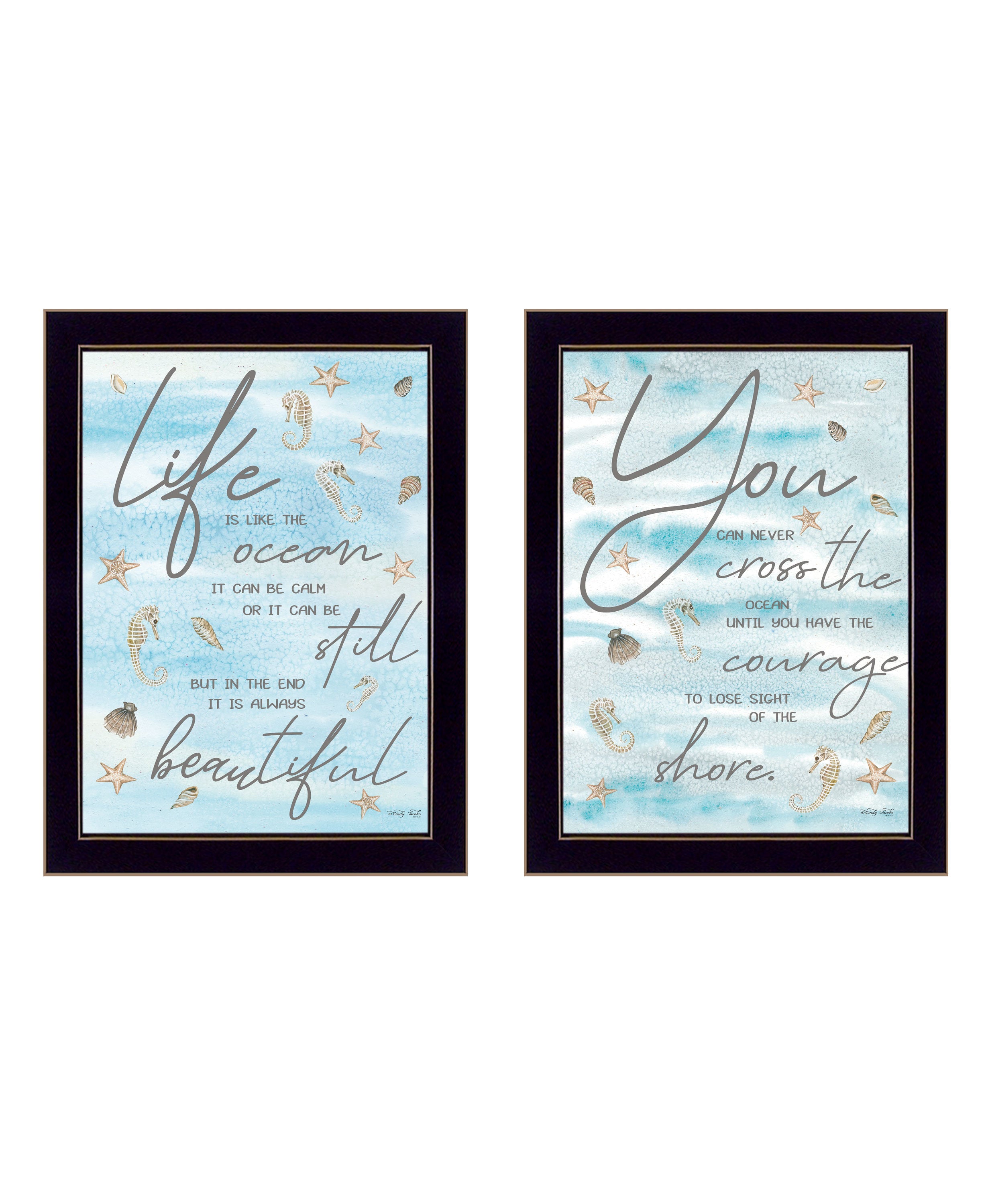 "Life Is" 2-Piece Vignette by Cindy Jacobs, Ready to Hang Framed Print, Black Frame