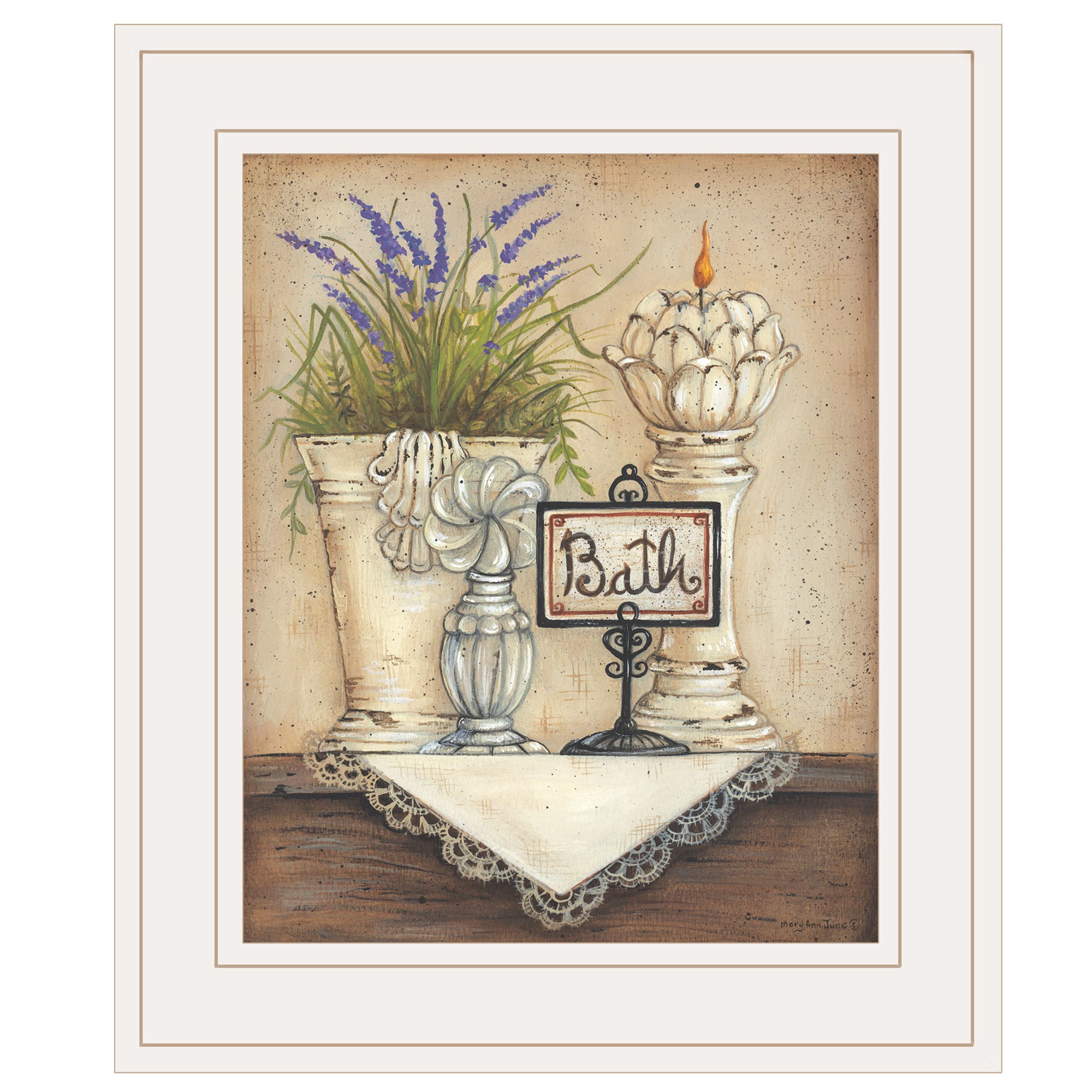 "Bath" Print By Mary Ann June, Ready to Hang Framed Print, White Frame