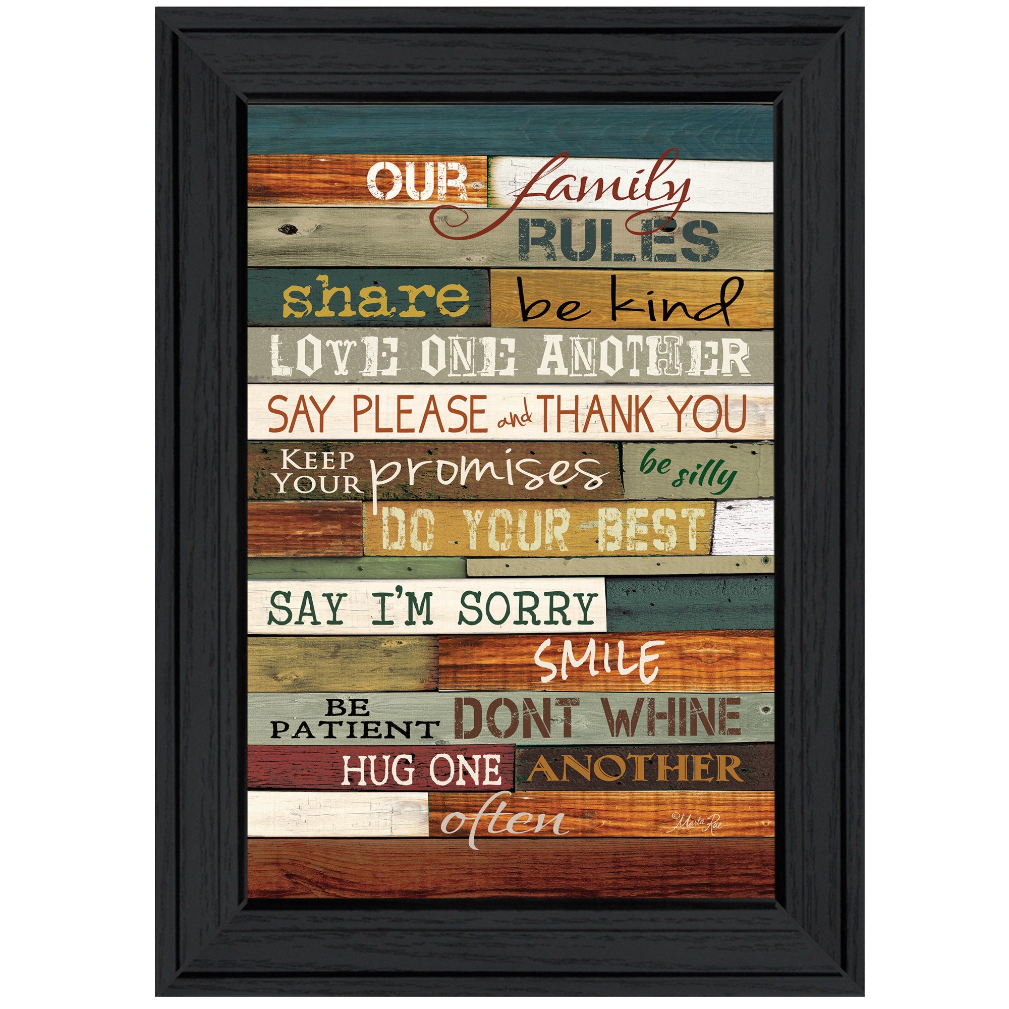 "Our Family Rules" By Marla Rae, Ready to Hang Framed Print, Black Frame