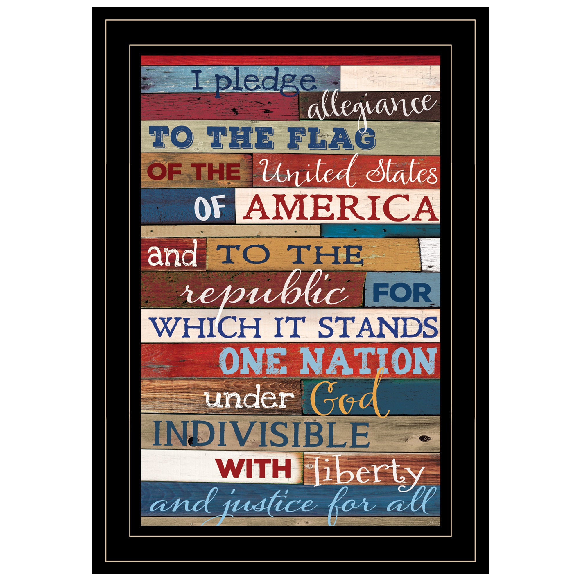"Pledge of Allegiance" By Marla Rae, Ready to Hang Framed Print, Black Frame