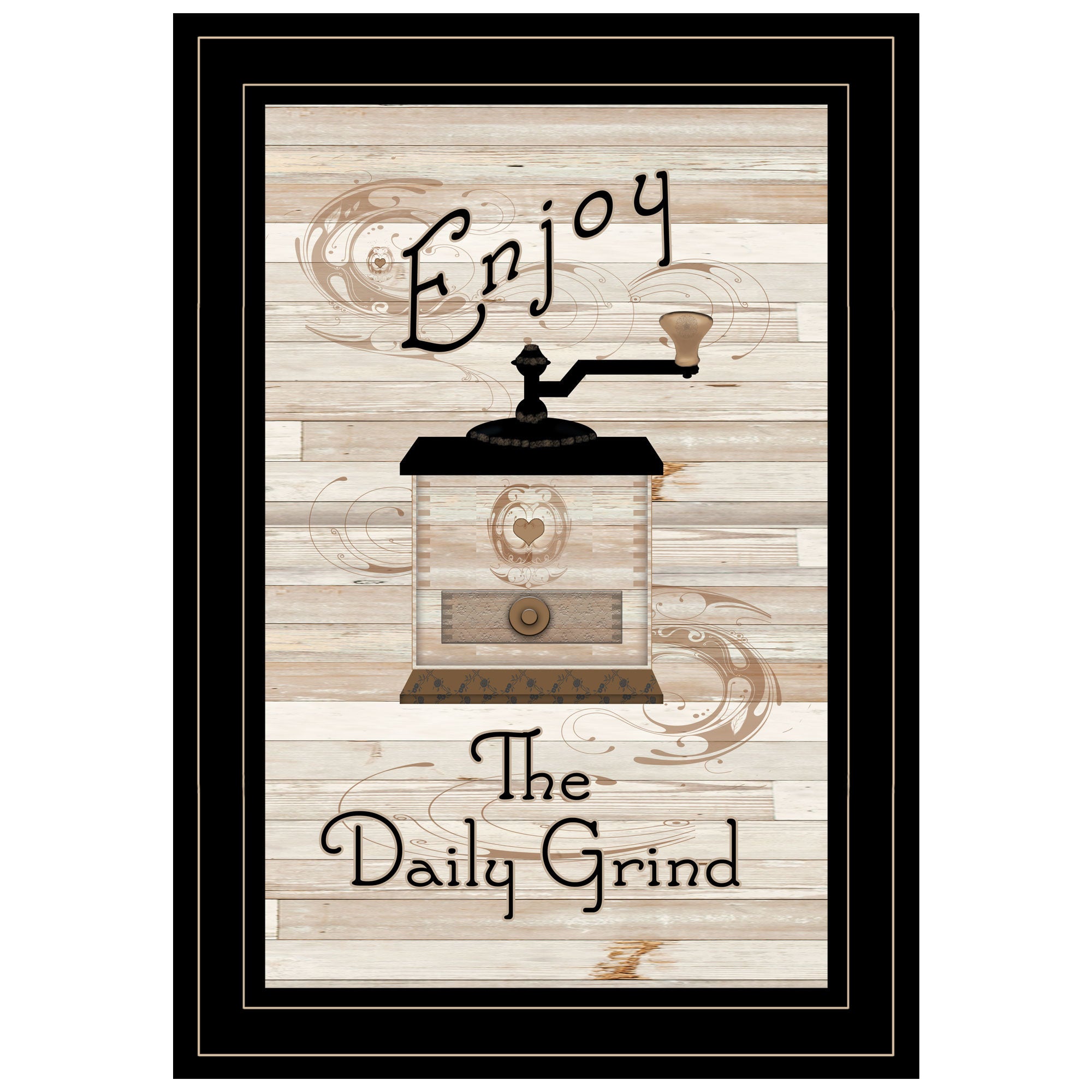 "Enjoy the Daily Grind" By Trendy Decor 4U, Ready to Hang Framed Print, Black Frame