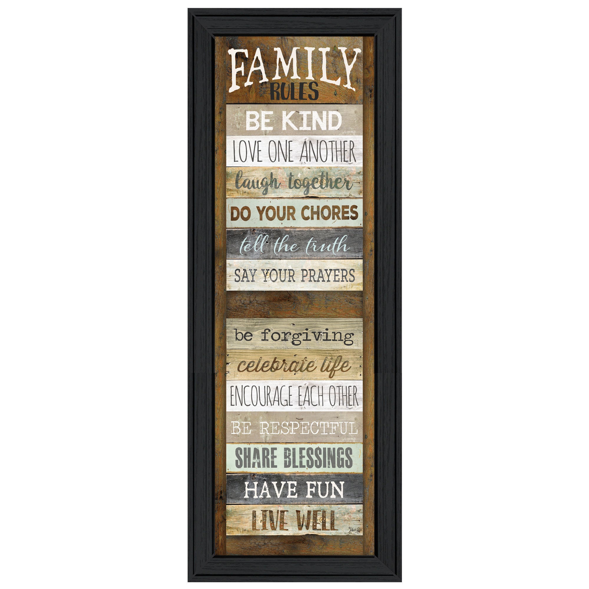 "Family Rules Shutter" By Marla Rae, Ready to Hang Framed Print, Black Frame
