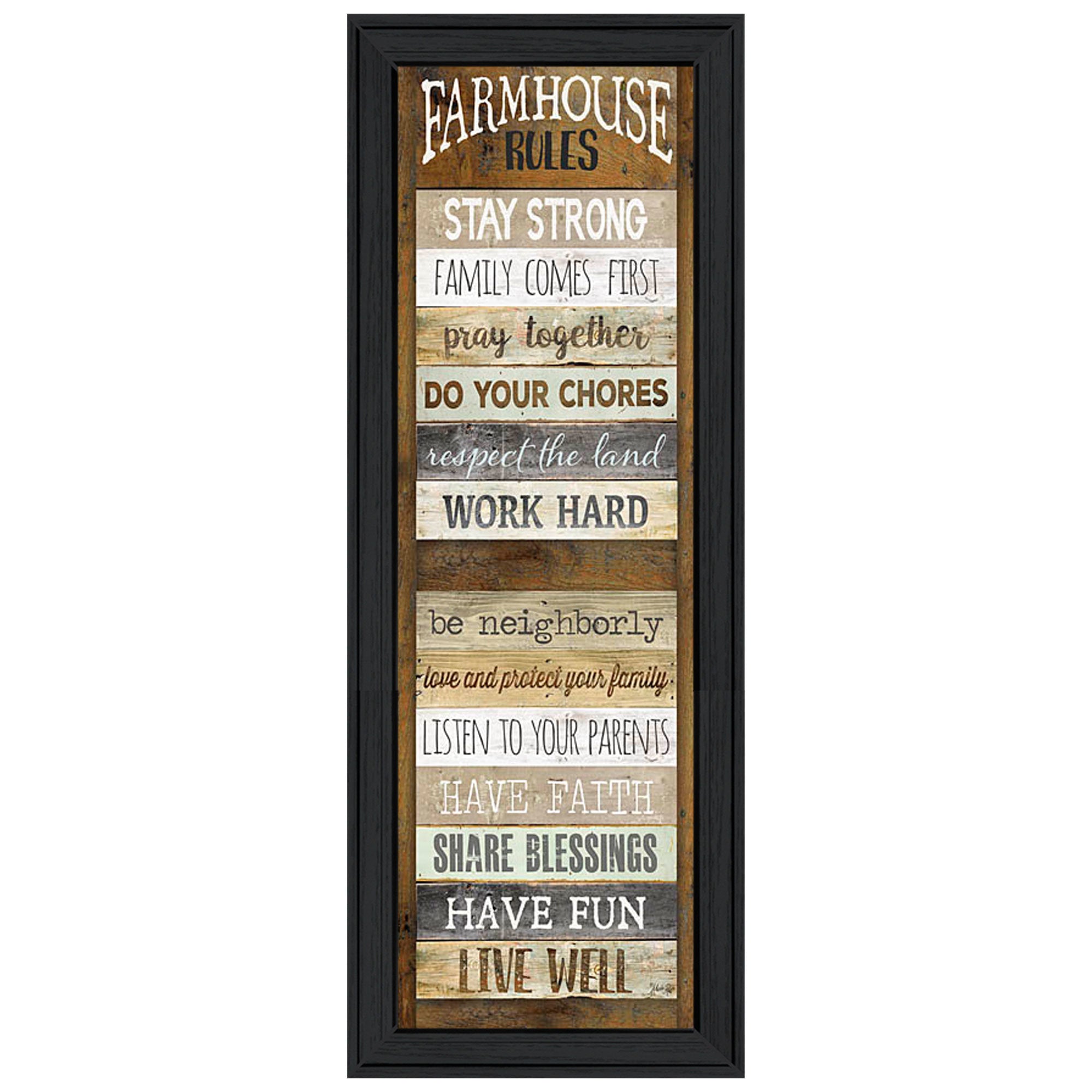 "Farmhouse Rules" By Marla Rae, Ready to Hang Framed Print, Black Frame