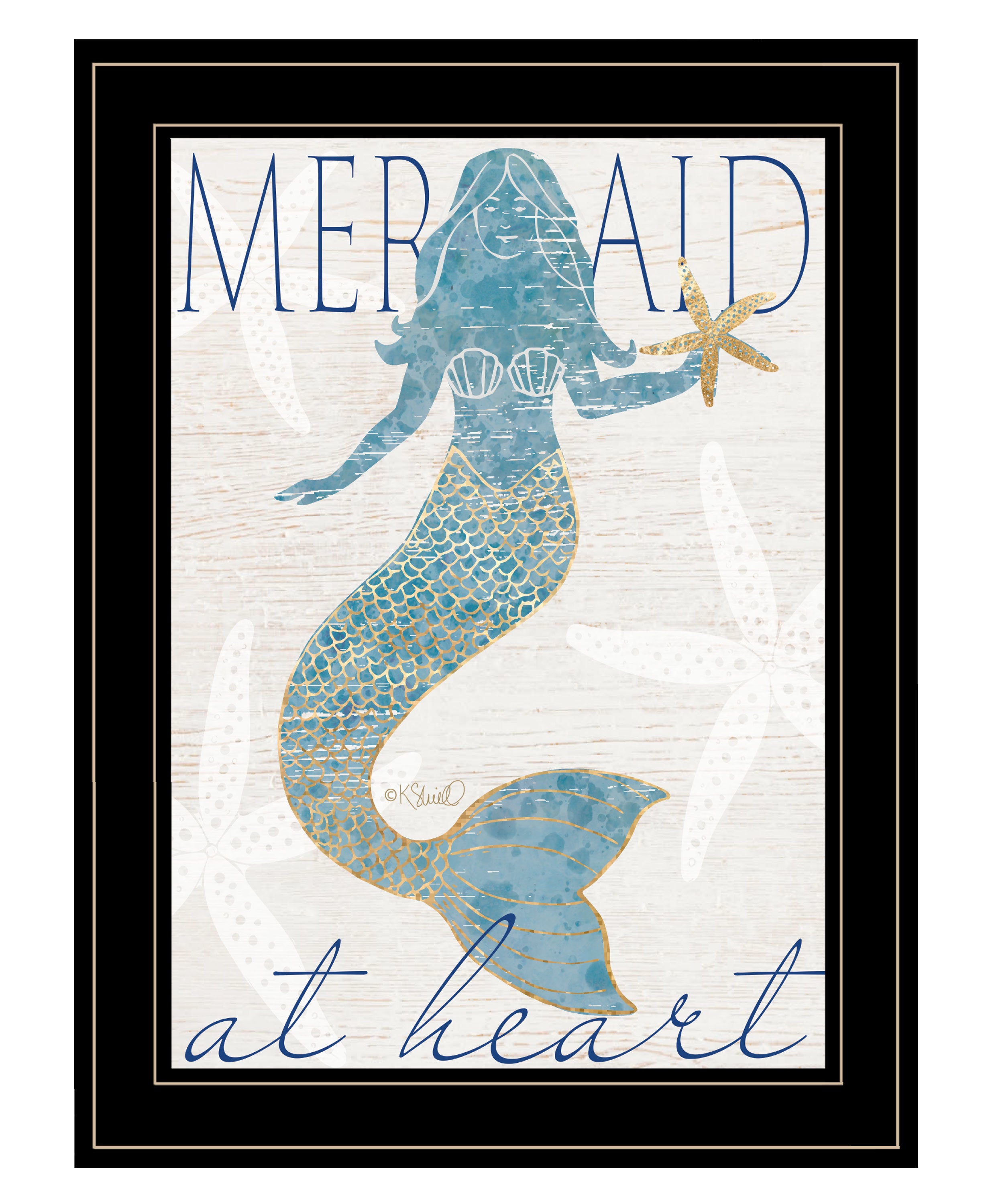 "Mermaid at Heart" by Kate Sherrill, Ready to Hang Framed Print, Black Frame
