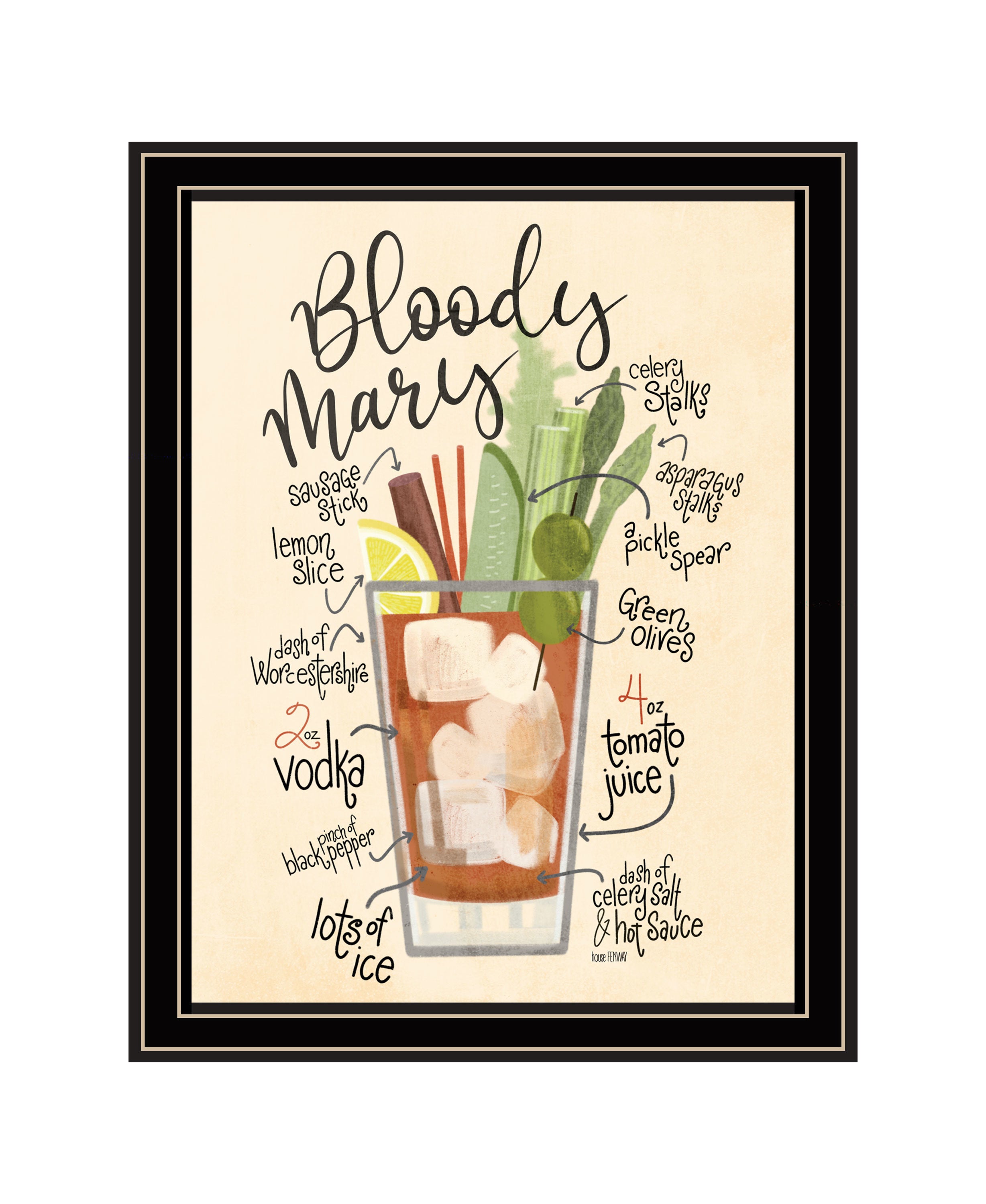 "Bloody Mary" by House Fenway, Ready to Hang Framed Print, Black Frame