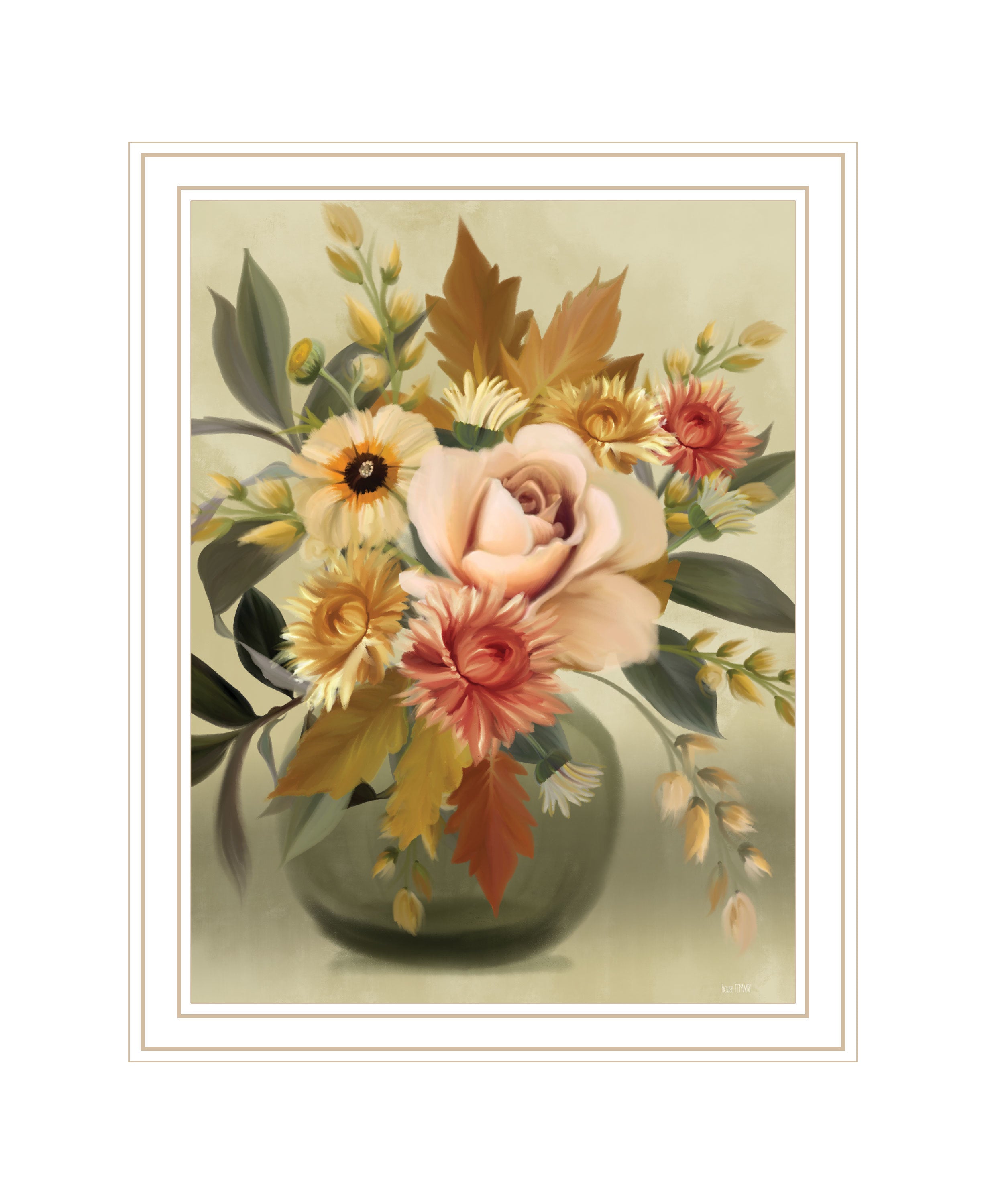 "Autumn Bouquet" by House Fenway, Ready to Hang Framed Print, White Frame