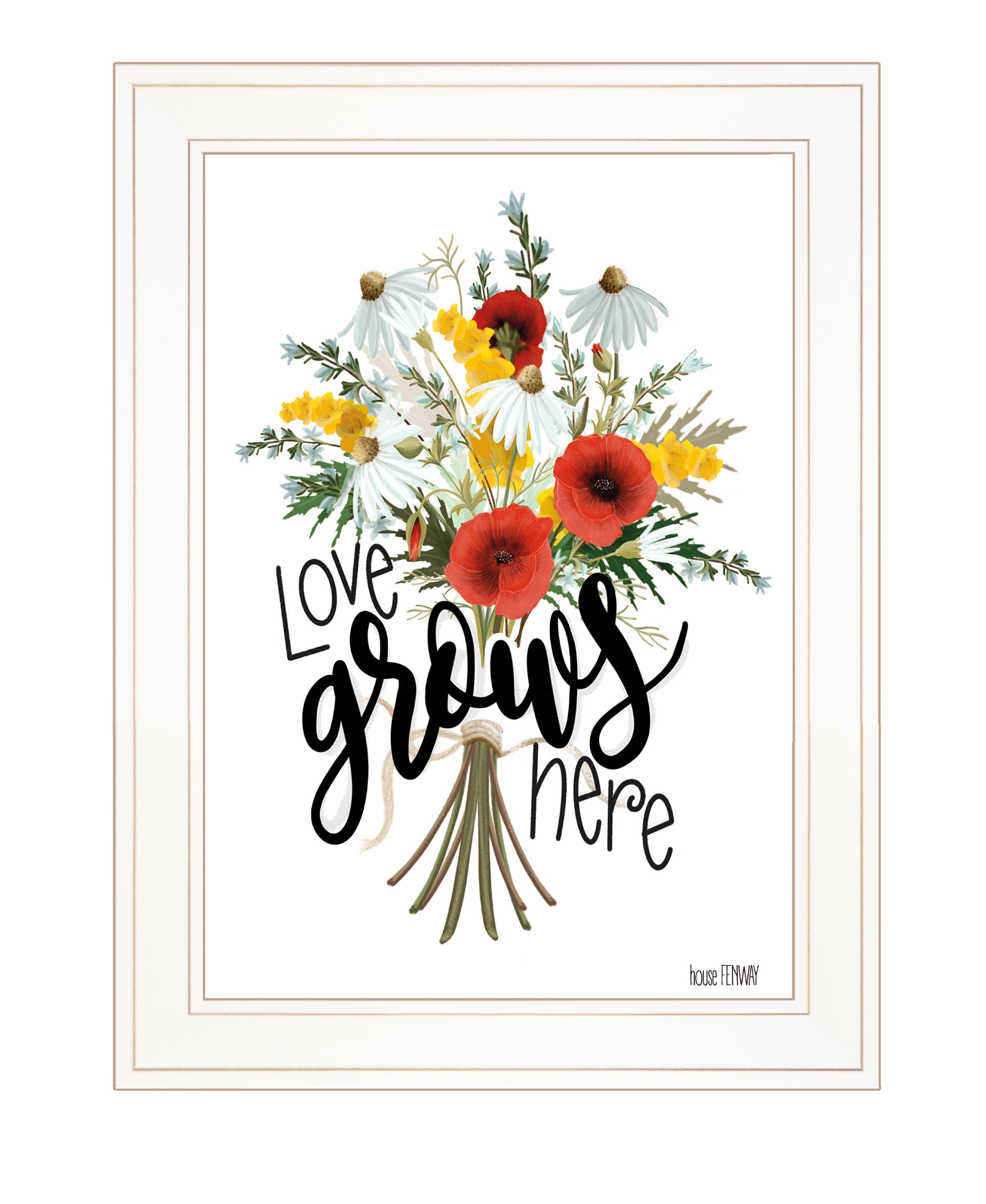 "Love Grows Here" by HOUSE FENWAY , Ready to Hang Framed Print, White Frame