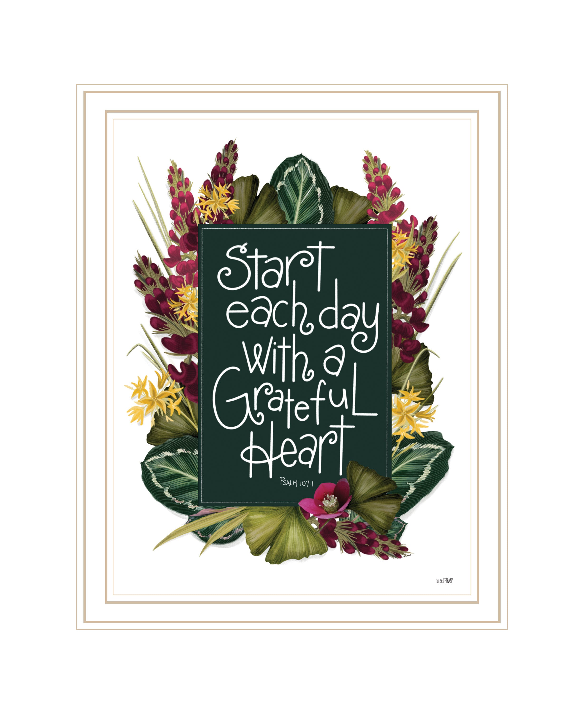 "Grateful Heart" by House Fenway, Ready to Hang Framed Print, White Frame