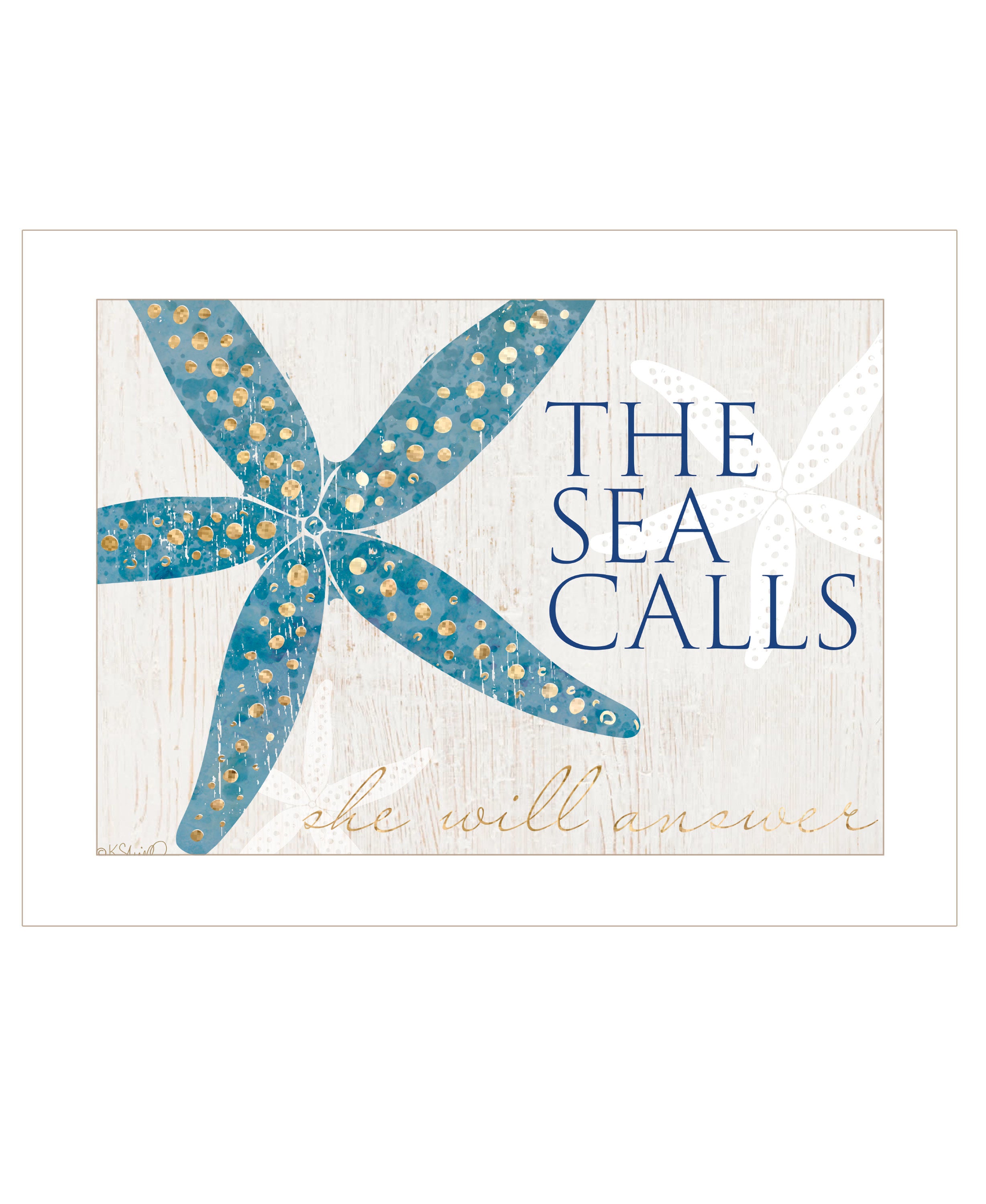 "The Sea Calls" by Kate Sherrill, Ready to Hang Framed Print, White Frame