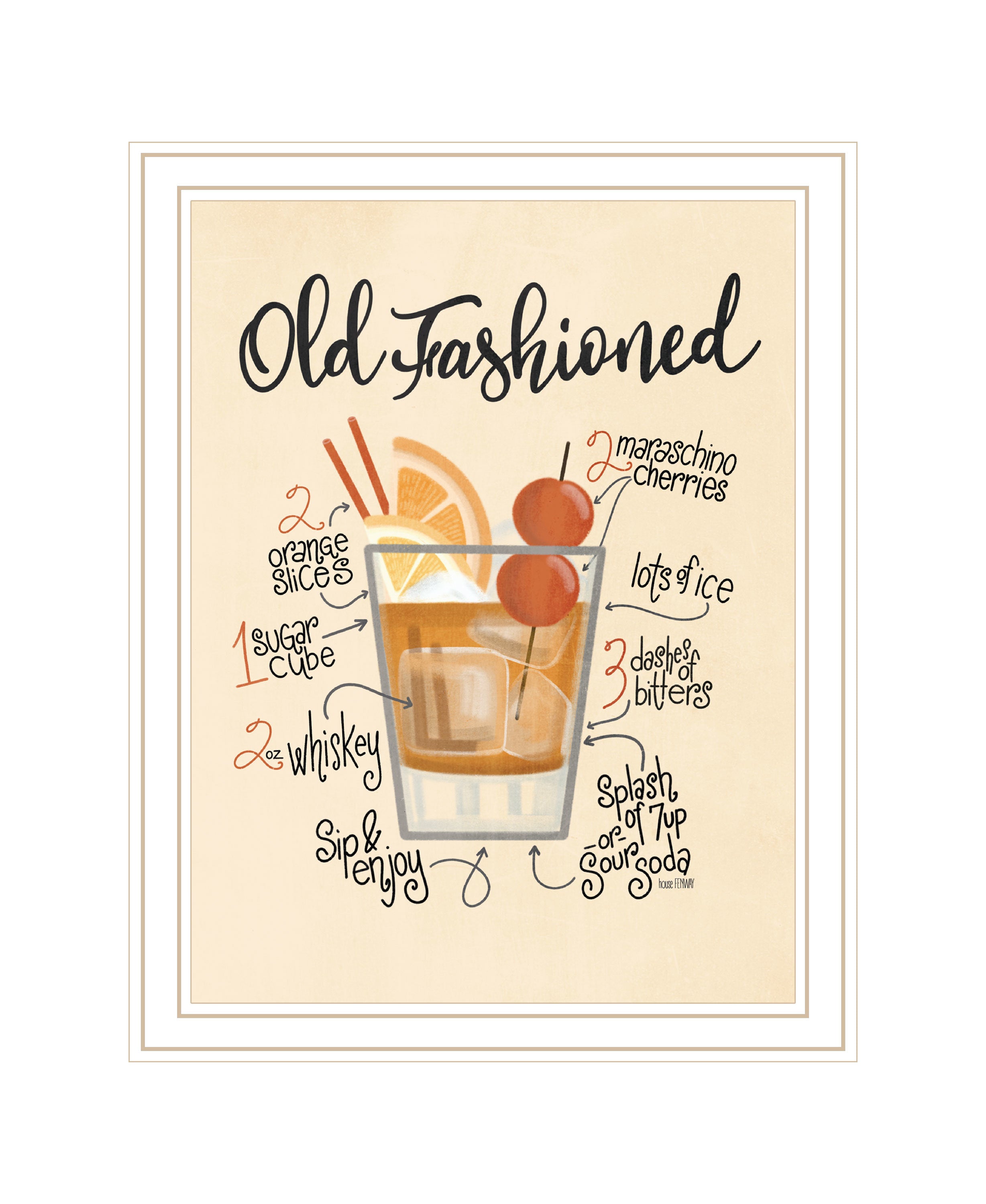 "Old Fashioned" by House Fenway, Ready to Hang Framed Print, White Frame