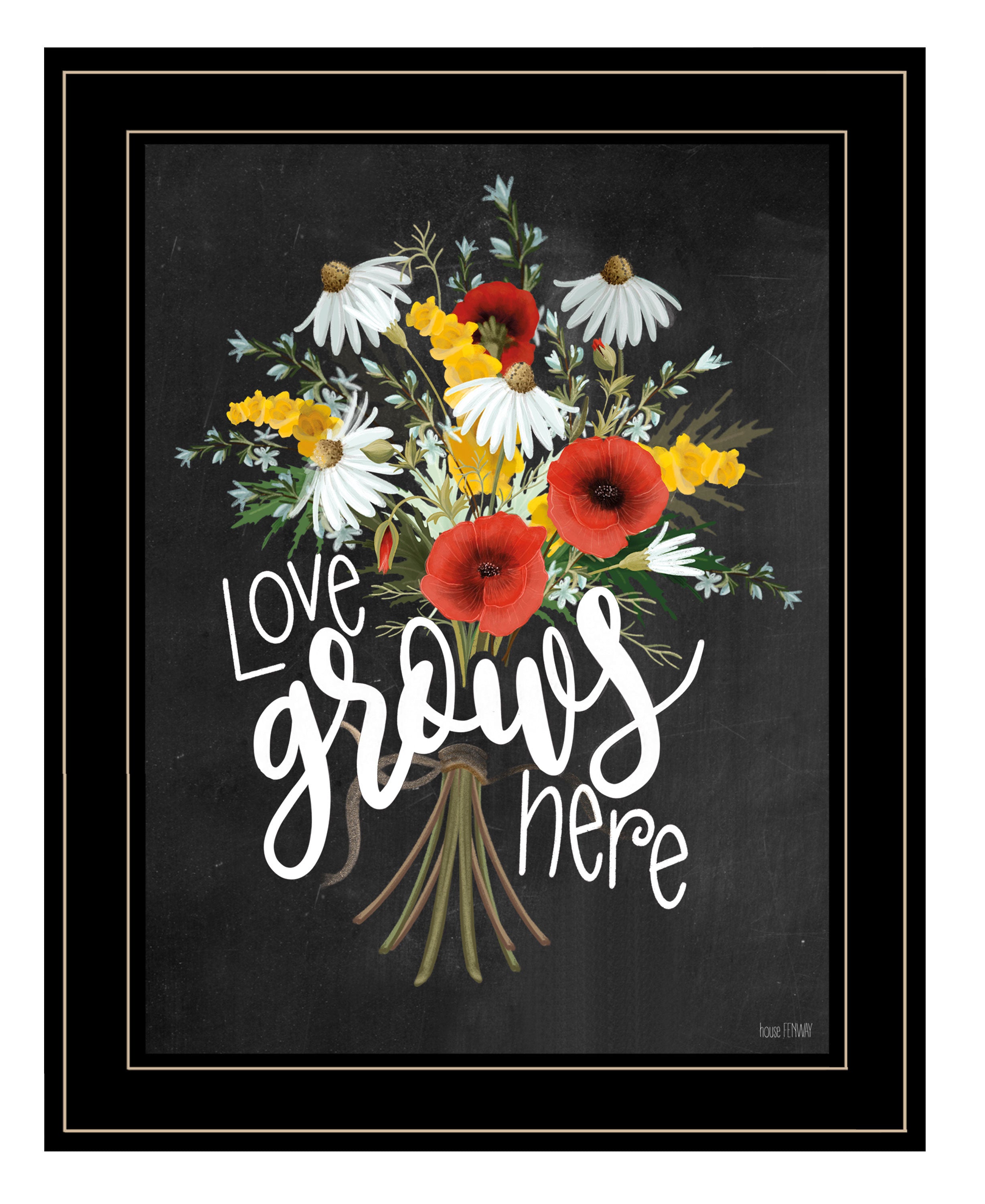 "Love Grows Here" by House Fenway, Ready to Hang Framed Print, Black Frame