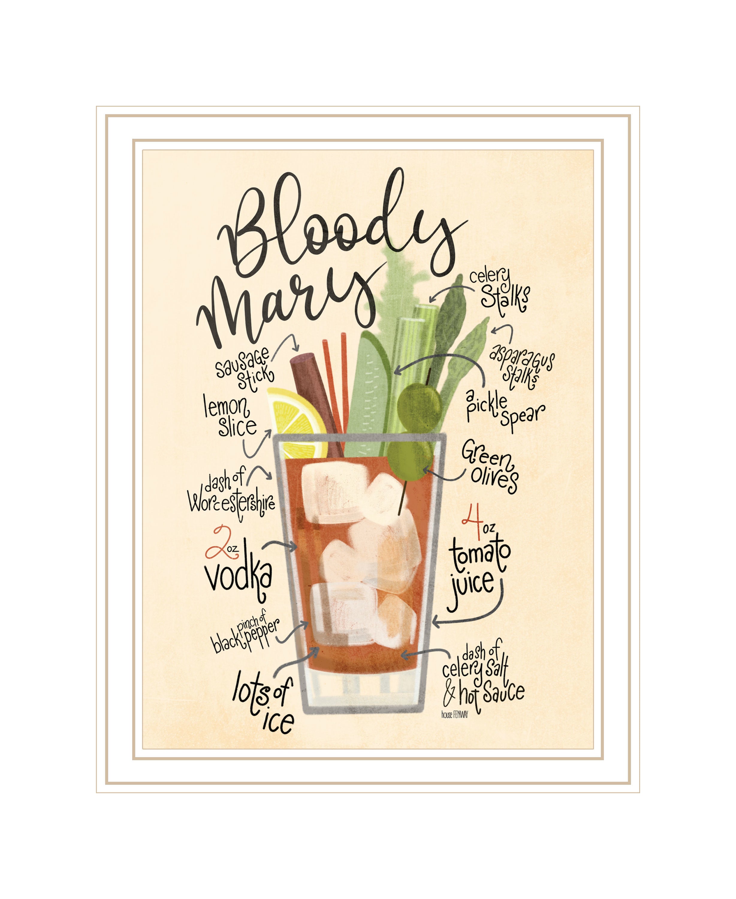 "Bloody Mary" by House Fenway, Ready to Hang Framed Print, White Frame