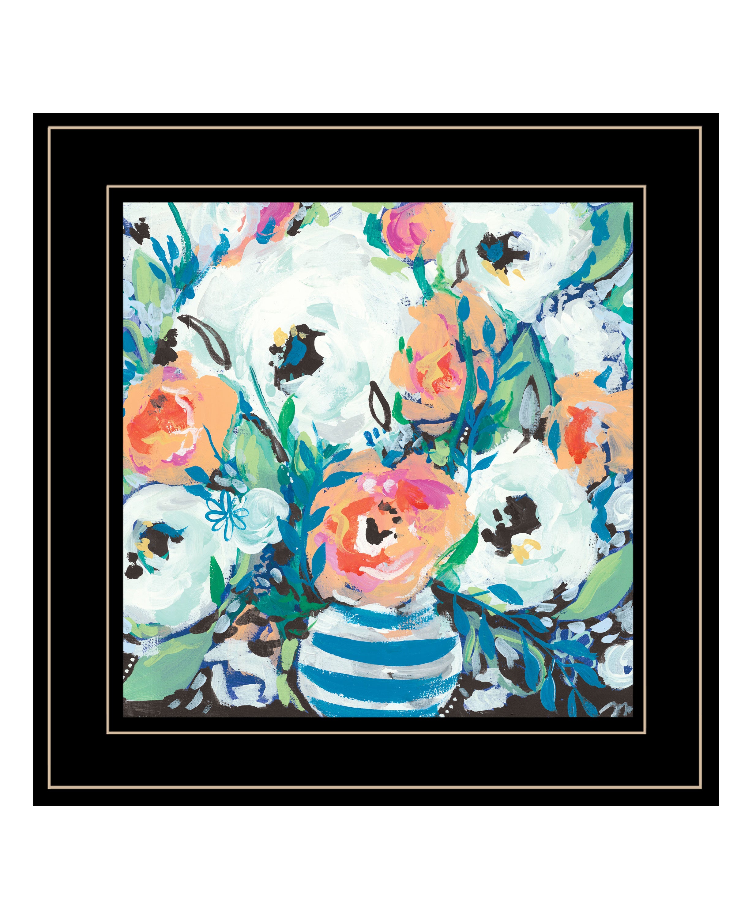 "Fancy Florals 1" by Jessica Mingo, Ready to Hang Framed Print, Black Frame