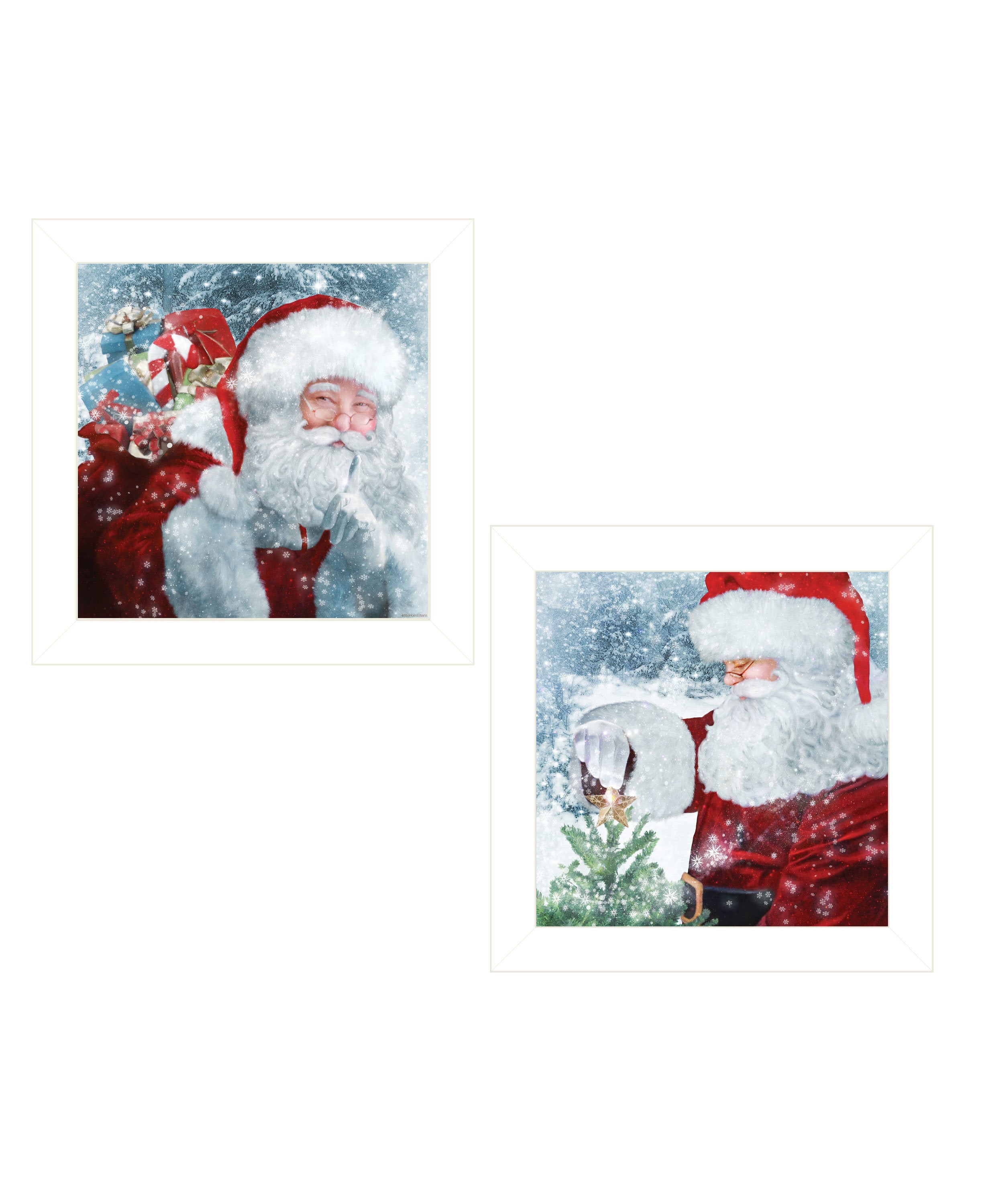 "Santa's Blessings" 2-Piece Vignette by Bluebird Barn, Ready to Hang Framed Print, White Frame