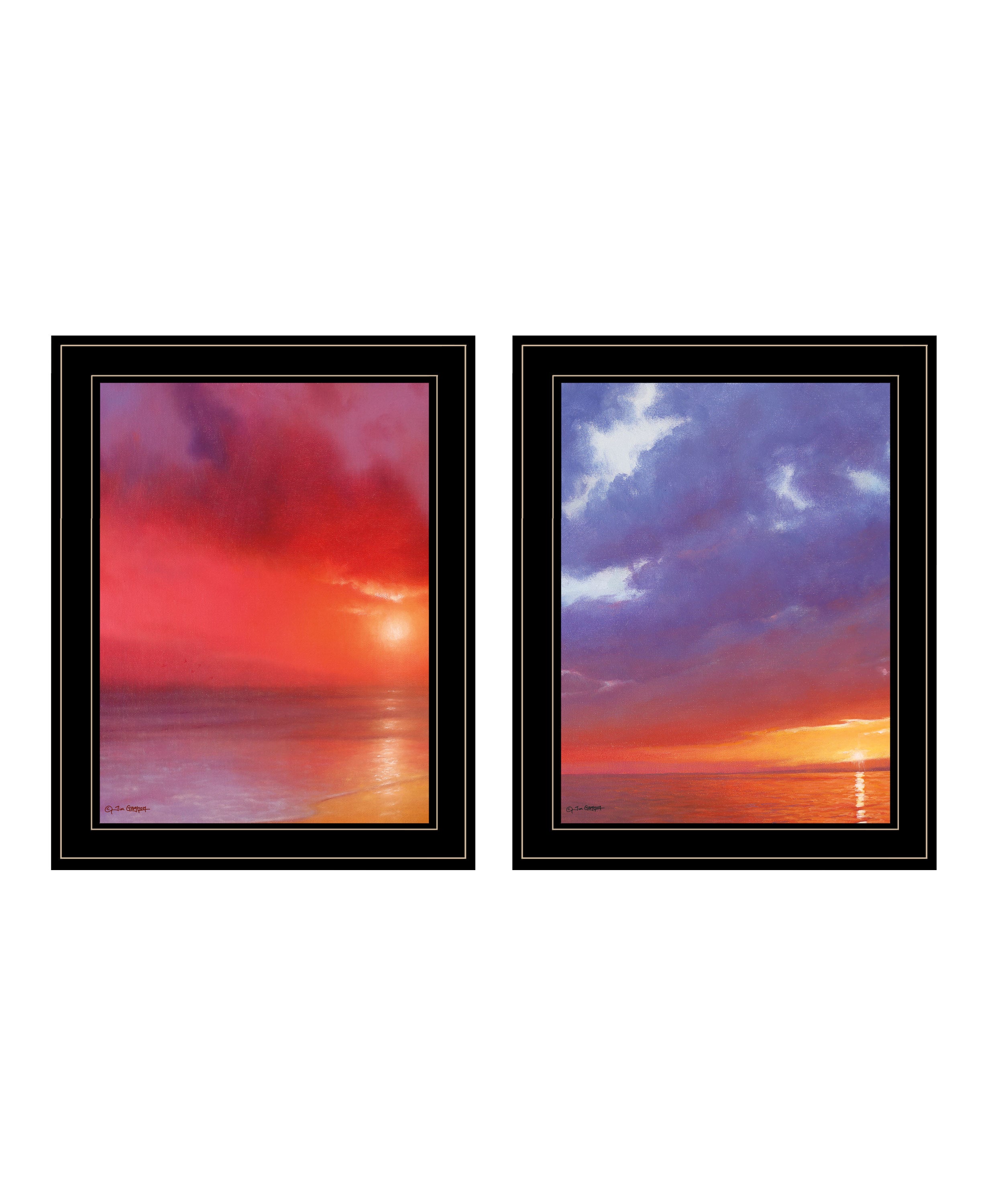"Sunset" 2-Piece Vignette by Tim Gagnon, Ready to Hang Framed Print, Black Frame