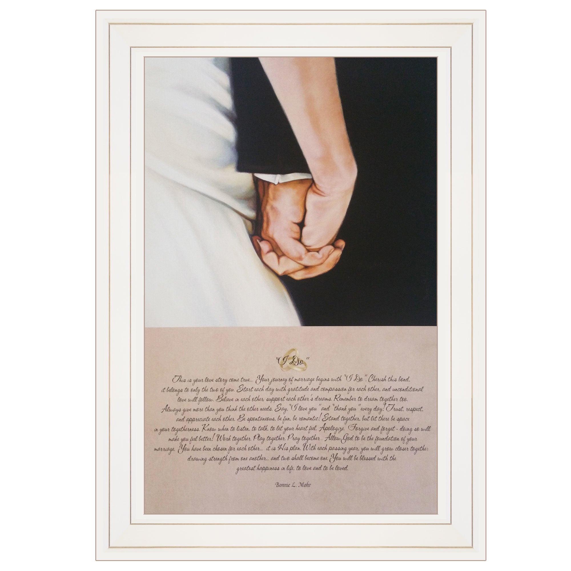 "I DO" by Artisan Bonnie Mohr , Ready to Hang Framed Print, White Frame