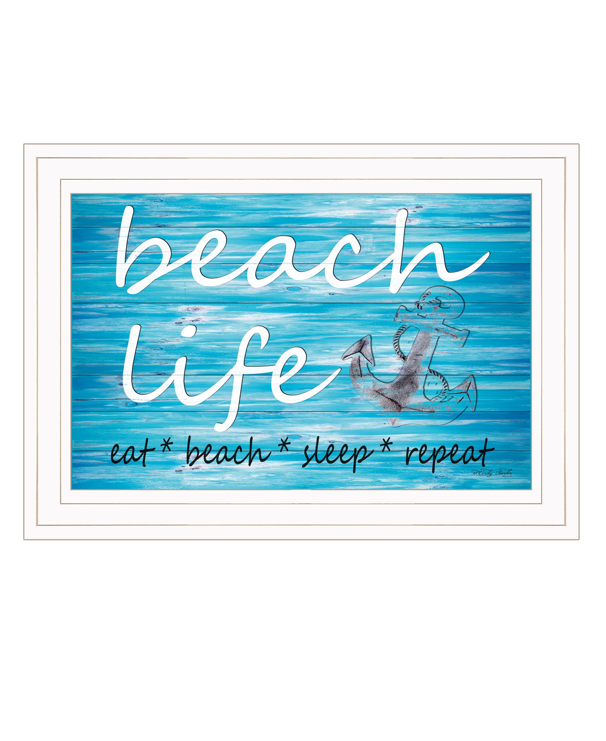 "Beach Life" by Artisan Cindy Jacobs, Ready to Hang Framed Print, White Frame