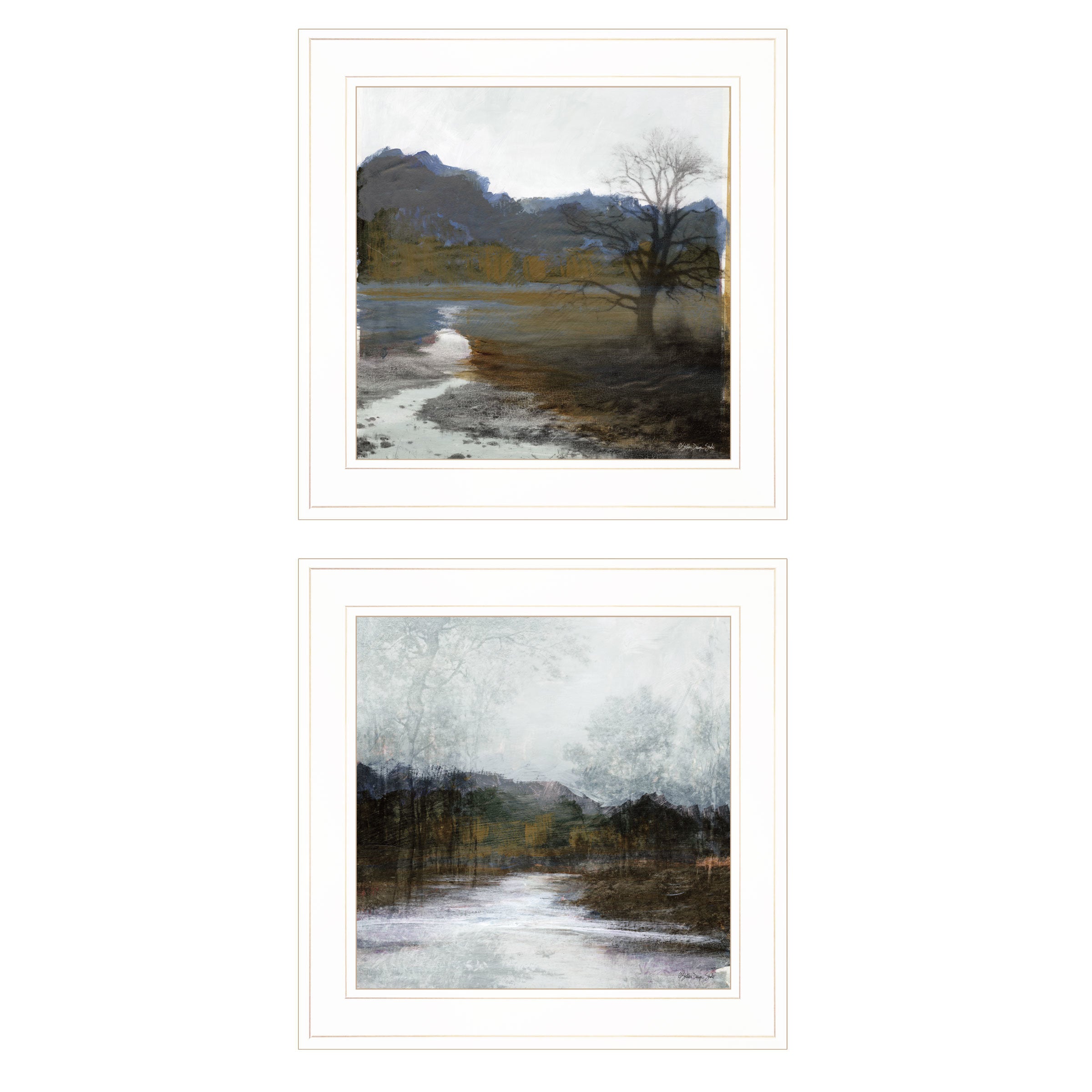 "Winter Landscape" 2-Piece Vignette By Stellar Design Studio, Ready to Hang Framed Print, White Frame