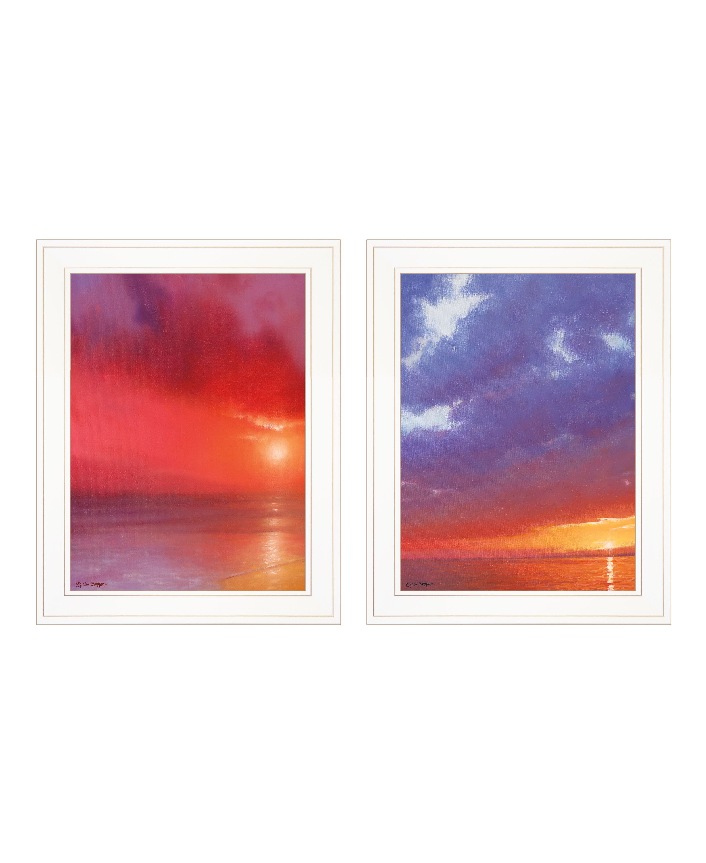 "Sunset" 2-Piece Vignette by Tim Gagnon, Ready to Hang Framed Print, White Frame