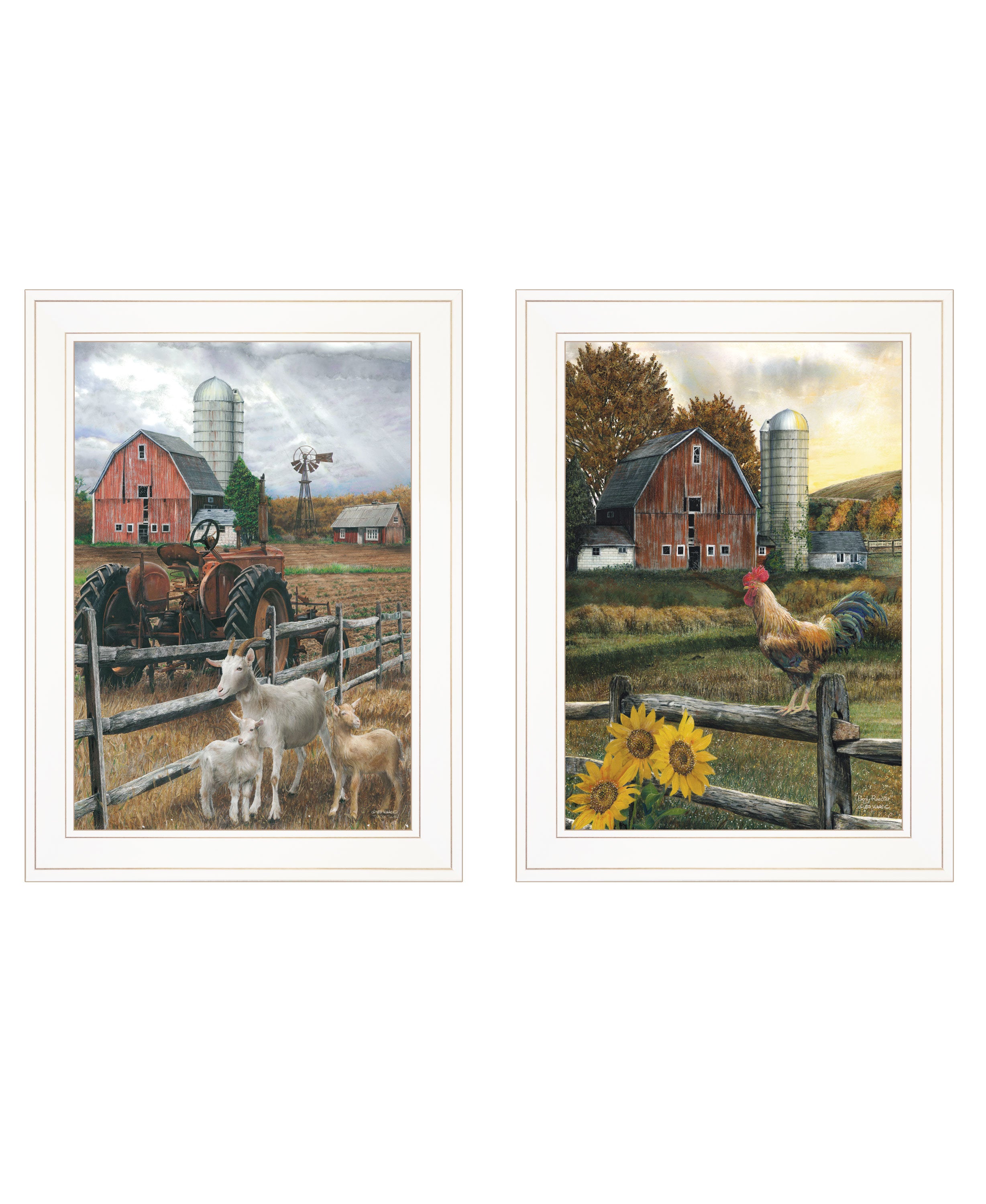 "Farm Life" 2-Piece Vignette by Ed Wargo, Ready to Hang Framed Print, White Frame