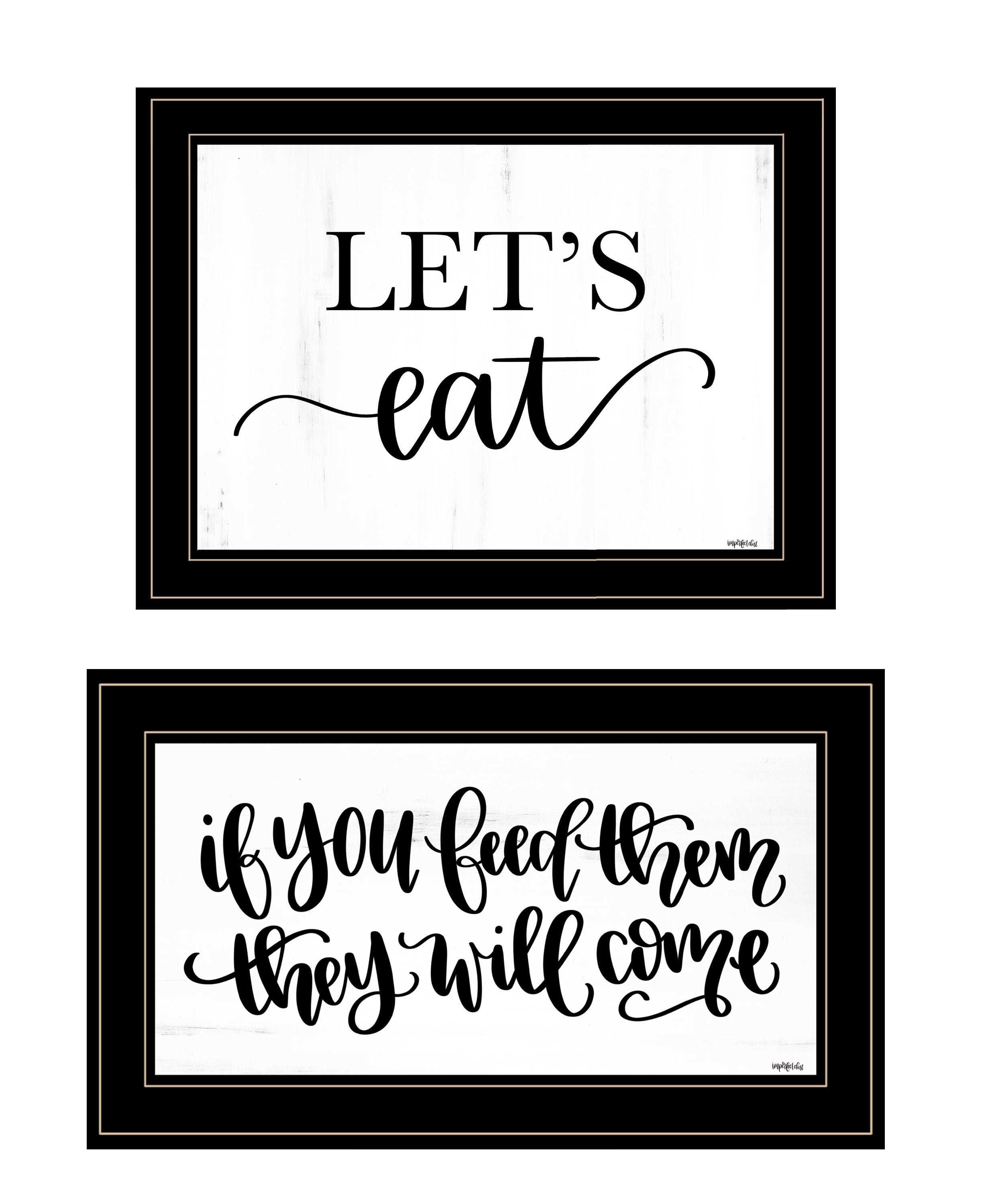 "Let's Eat/Feed Them" 2-Piece Vignette by Imperfect Dust, Ready to Hang Framed Print, Black Frame