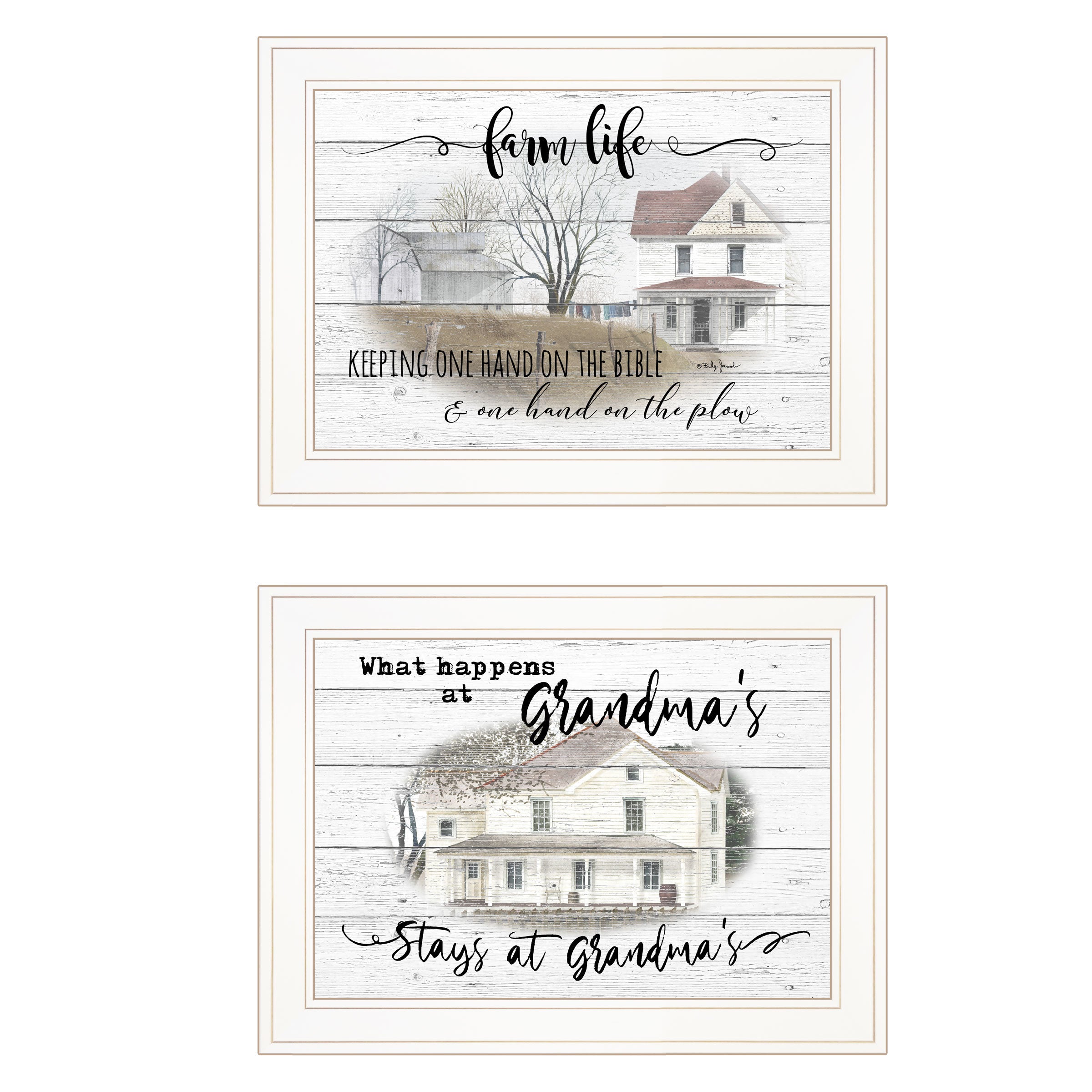 "Stays at Grandma's" 2-Piece Vignette By Billy Jacobs, Ready to Hang Framed Print, White Frame
