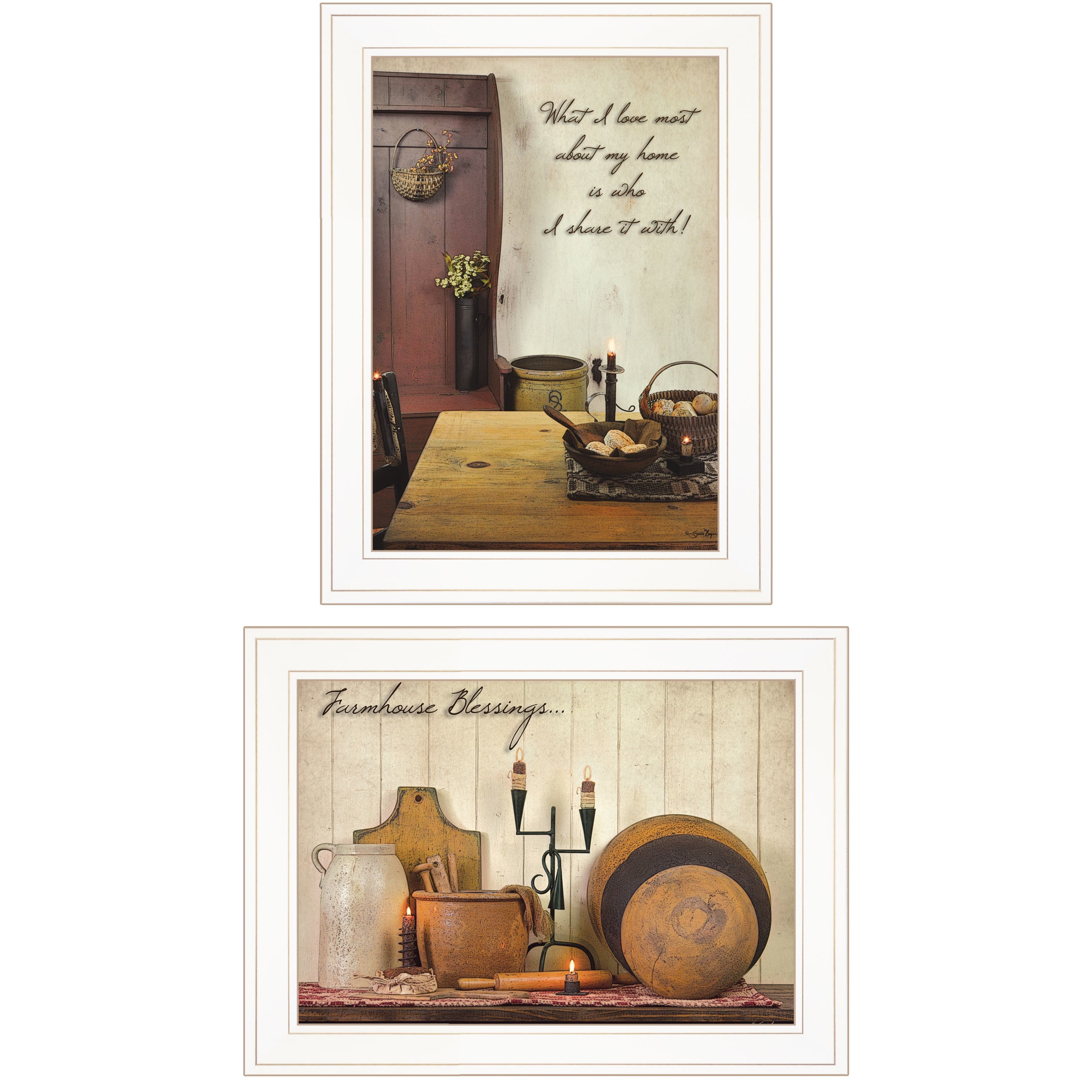 "What I Love Most Collection" 2-Piece Vignette By Susie Boyer, Ready to Hang Framed Print, White Frame