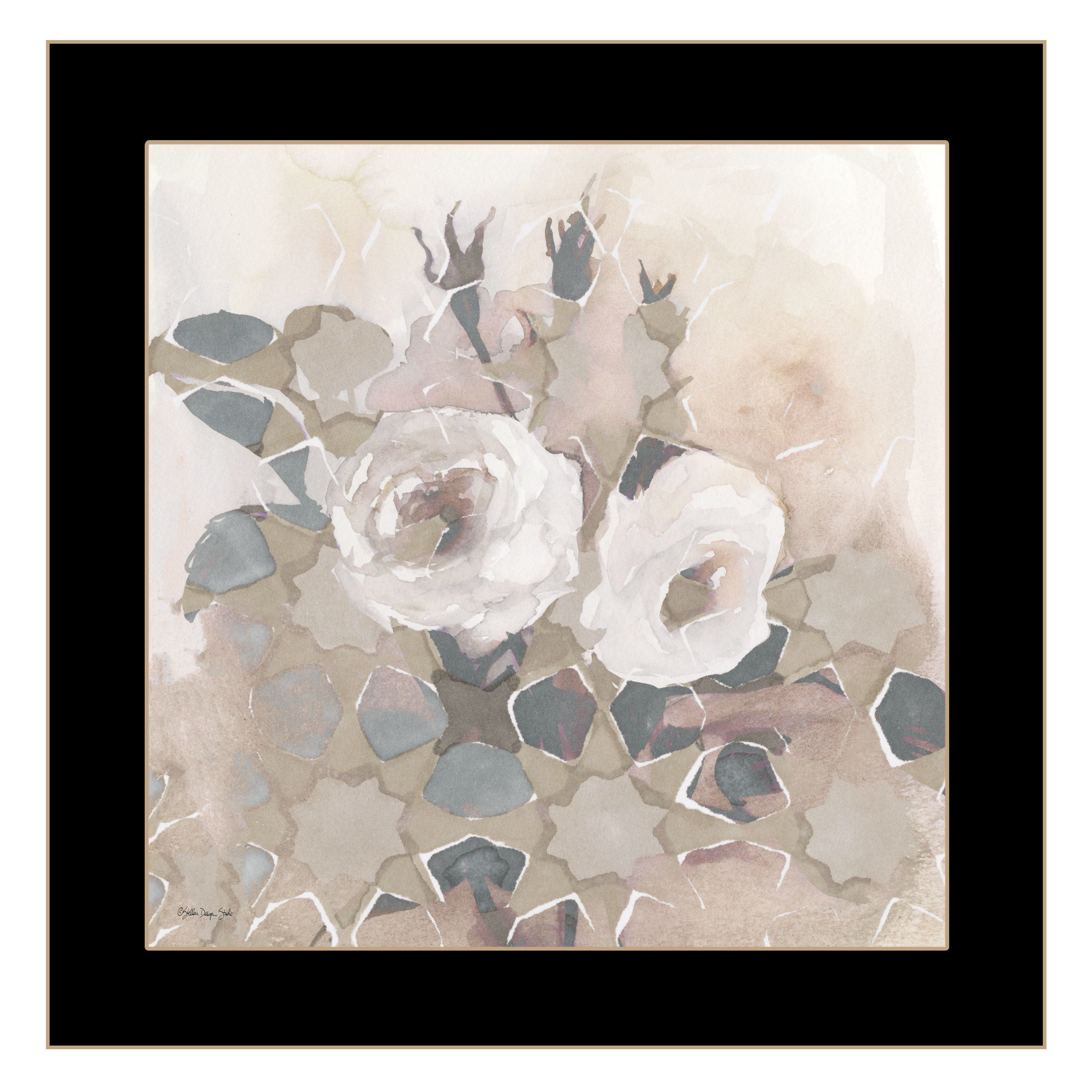 "Transitional Blooms I" By Stellar Design Studio, Ready to Hang Framed Print, Black Frame