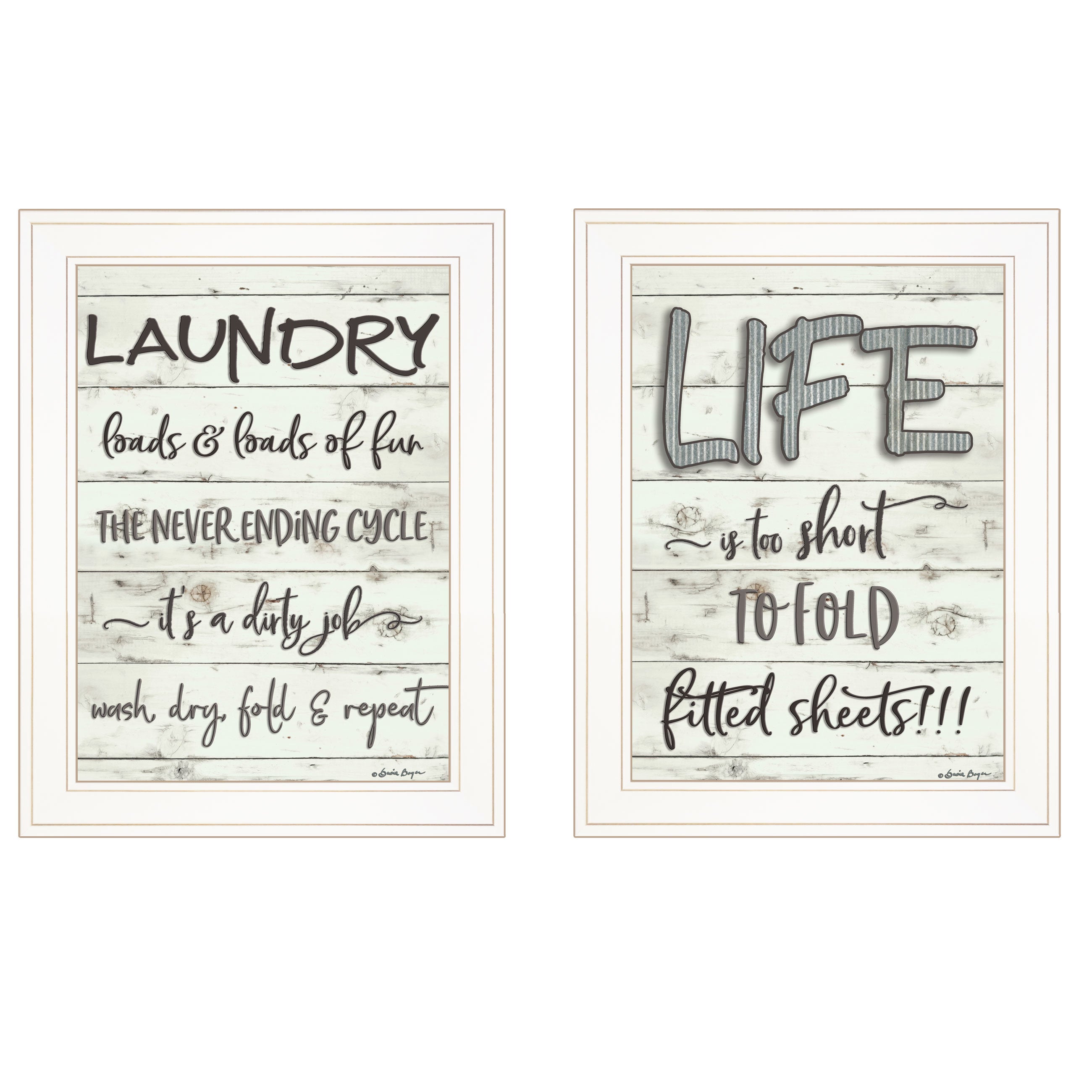 "Loads of Fun" 2-Piece Vignette By Susie Boyer, Ready to Hang Framed Print, White Frame