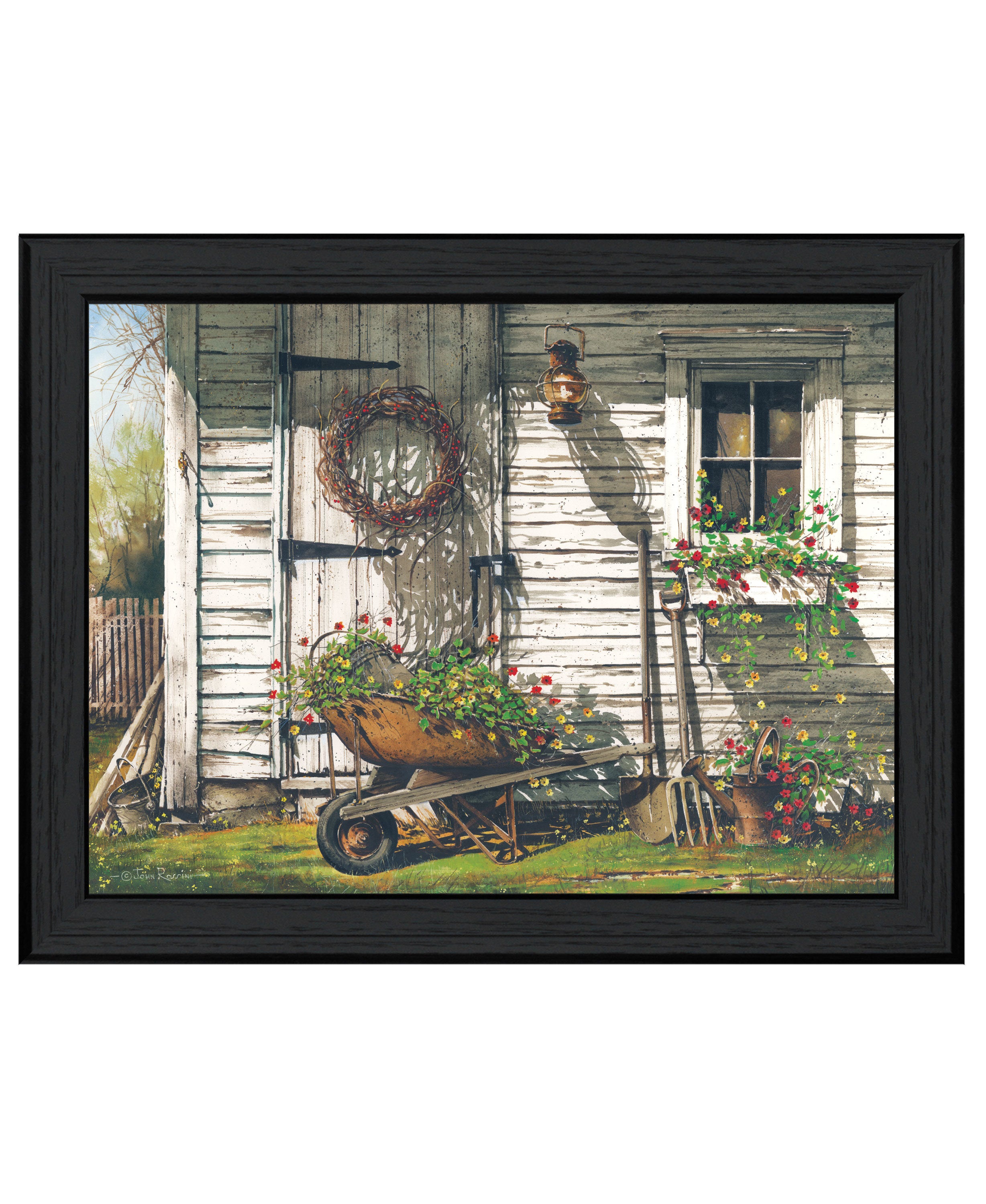 "Spring Cleaning" by Artisan John Rossini, Ready to Hang Framed Print, Black Frame