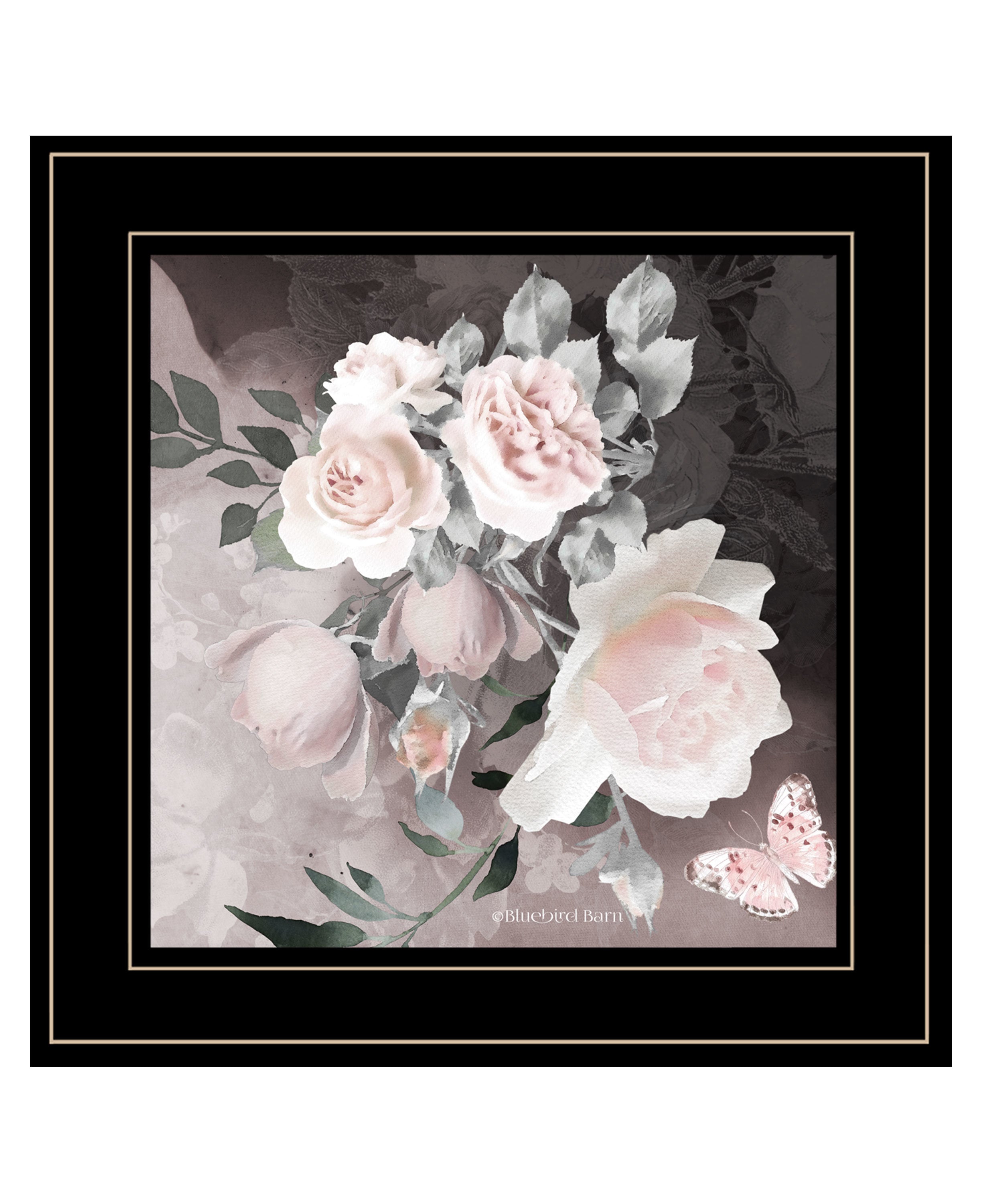 "Noir Roses IV" by Bluebird Barn, Ready to Hang Framed Print, Black Frame
