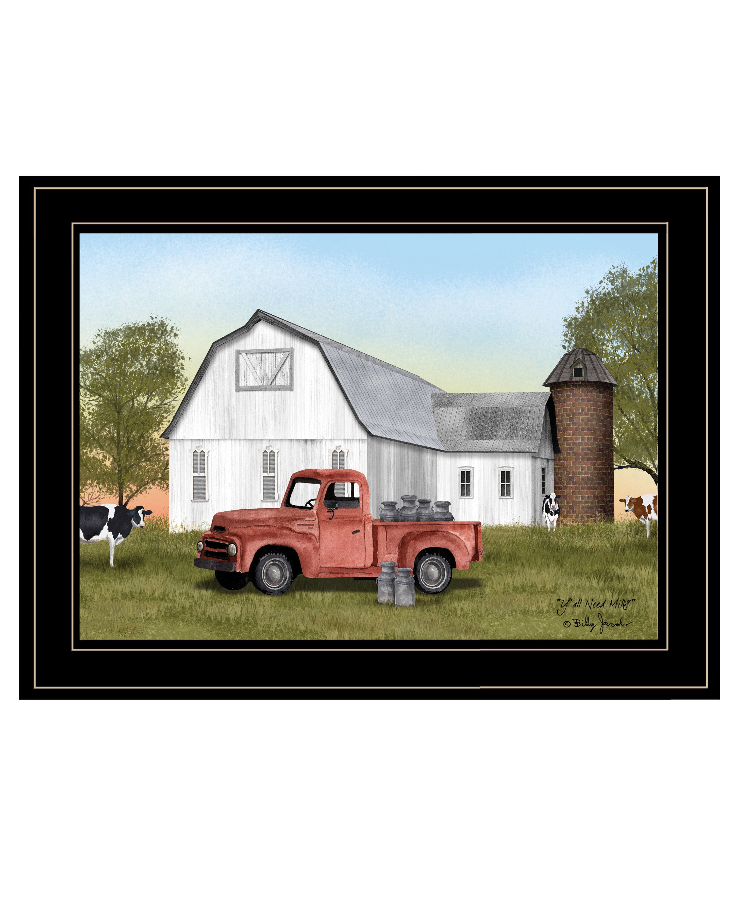 "Y'All Need Milk?" by Billy Jacobs, Ready to Hang Framed Print, Black Frame