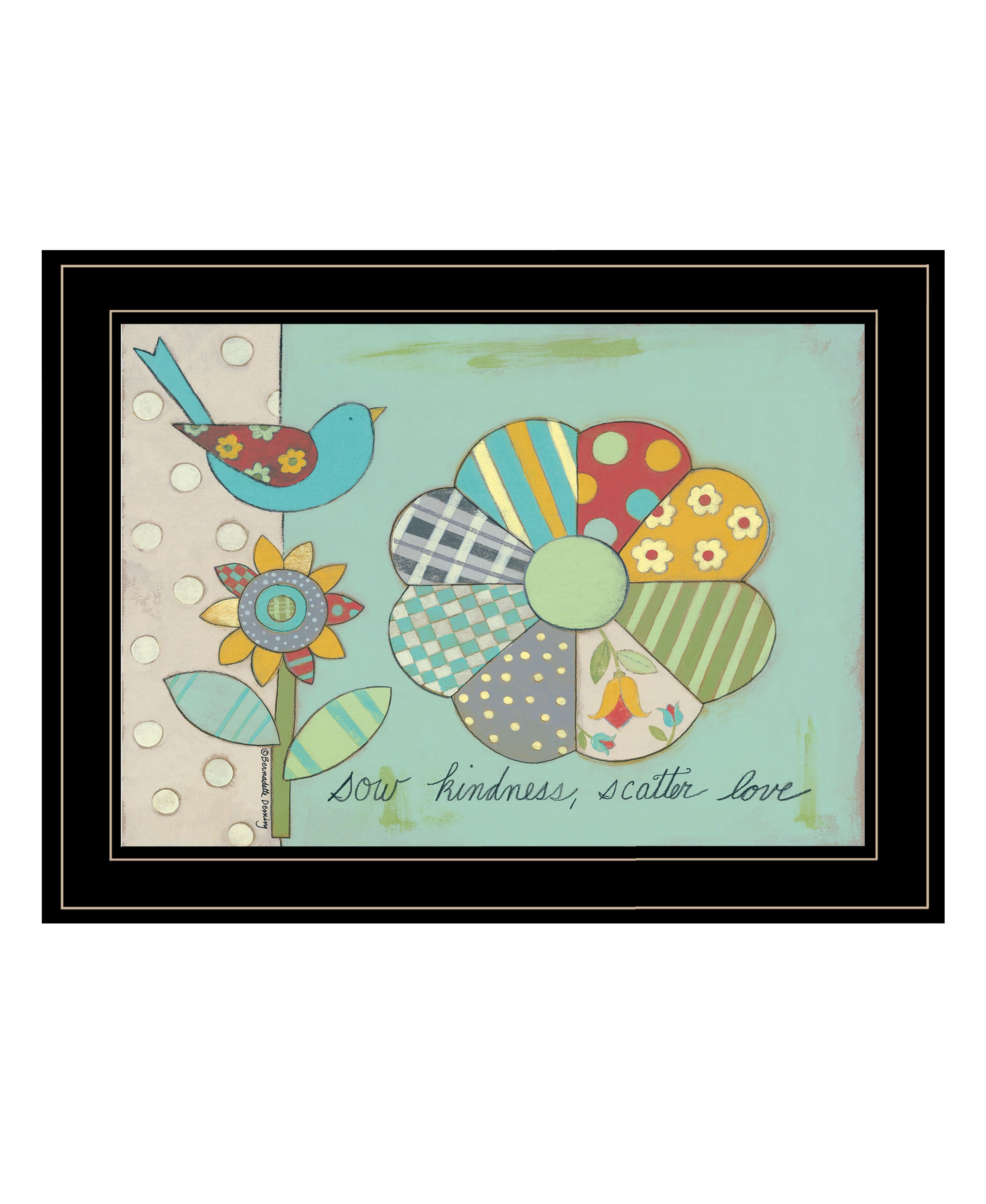 "Sow Kindness, Scatter Love" by Bernadette Deming, Ready to Hang Framed Print, Black Frame