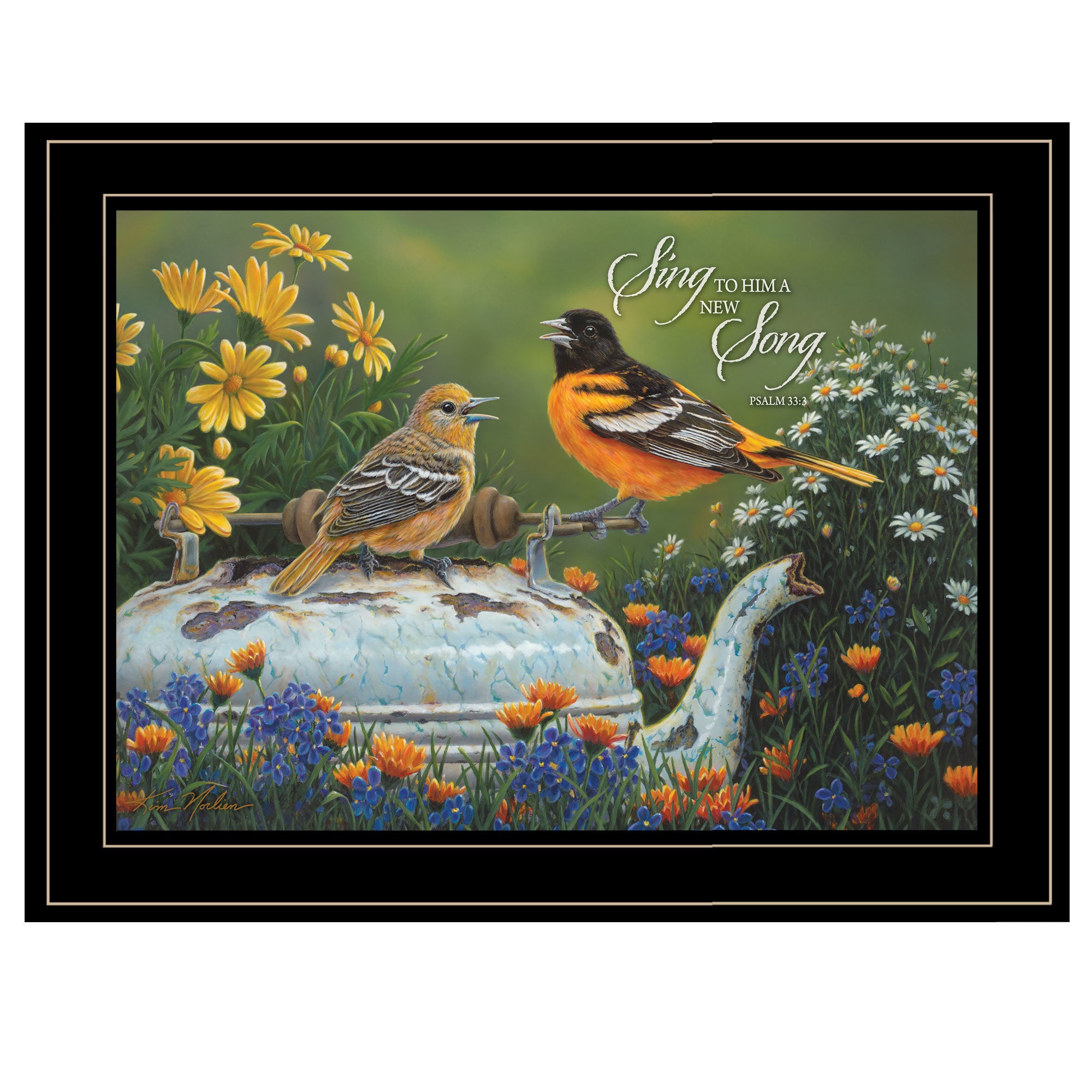 "Tea Time" by Artisan Kim Norlien, Ready to Hang Framed Print, Black Frame