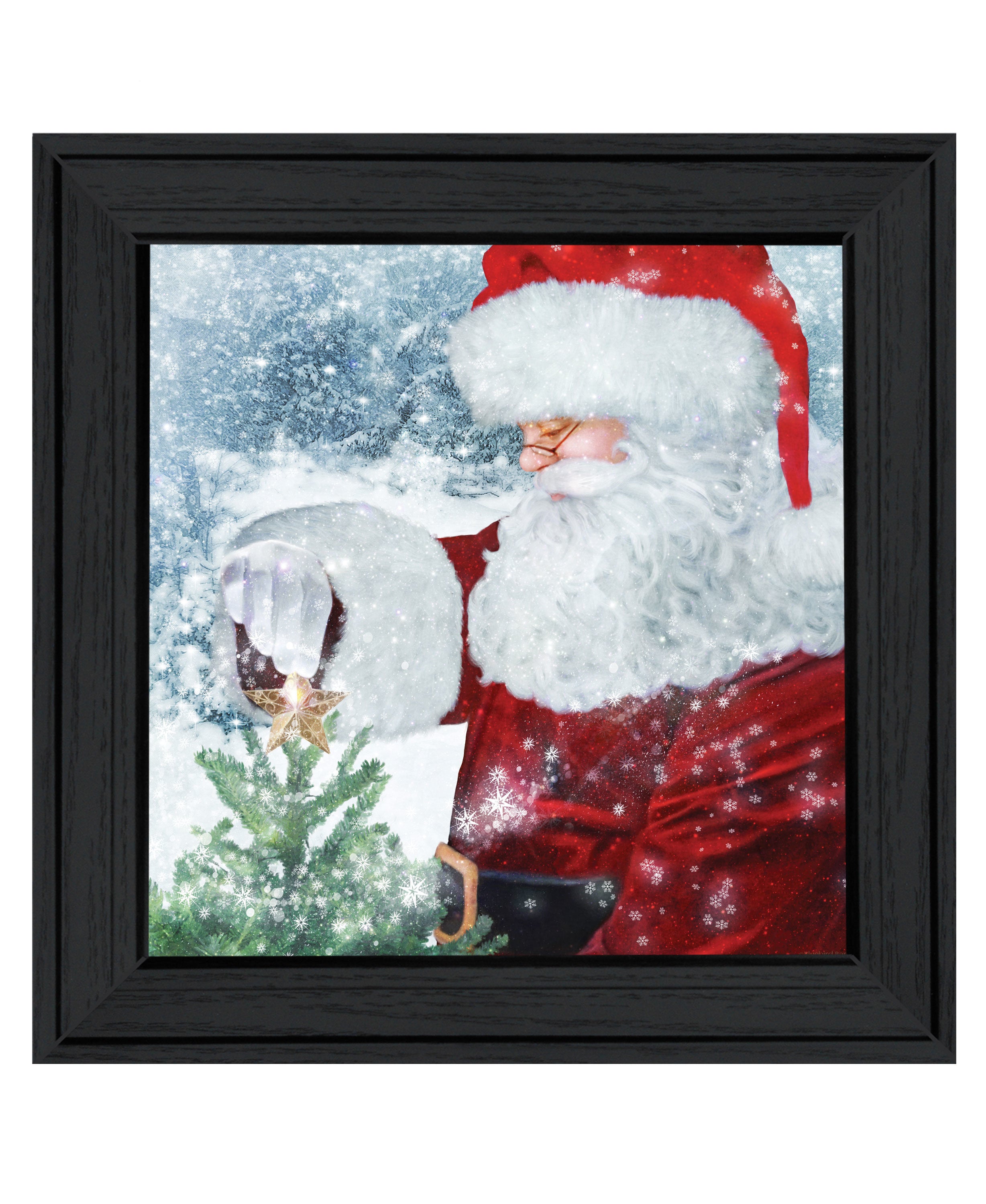 "Santa's Tree Star" by Bluebird Barn, Ready to Hang Framed Print, Black Frame